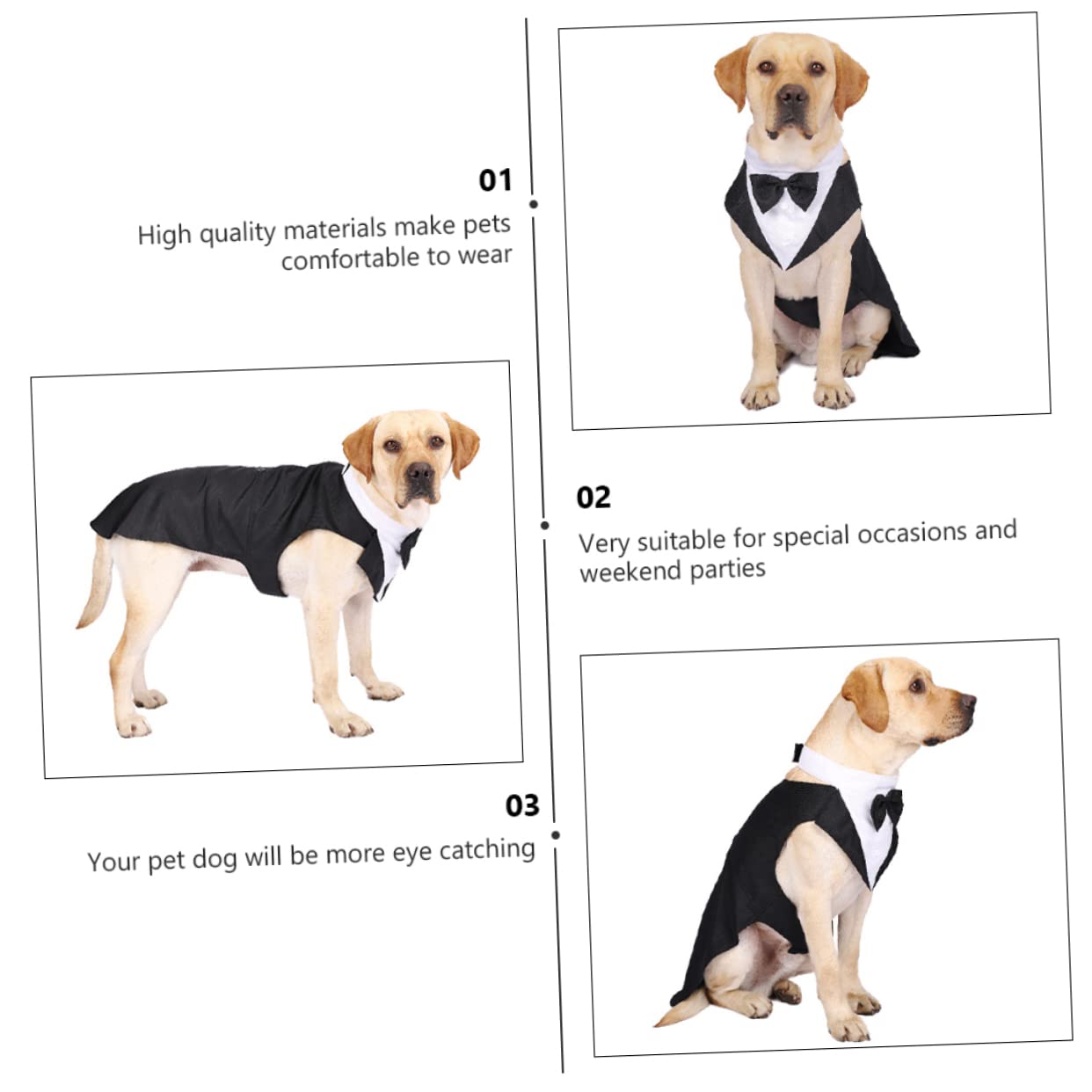 BESPORTBLE 3 Pz smoking per animali domestici costume animale abito da sposa per animali domestici giubbotto cane giacca cane smoking per cani abbigliamento per animali domestici cotone