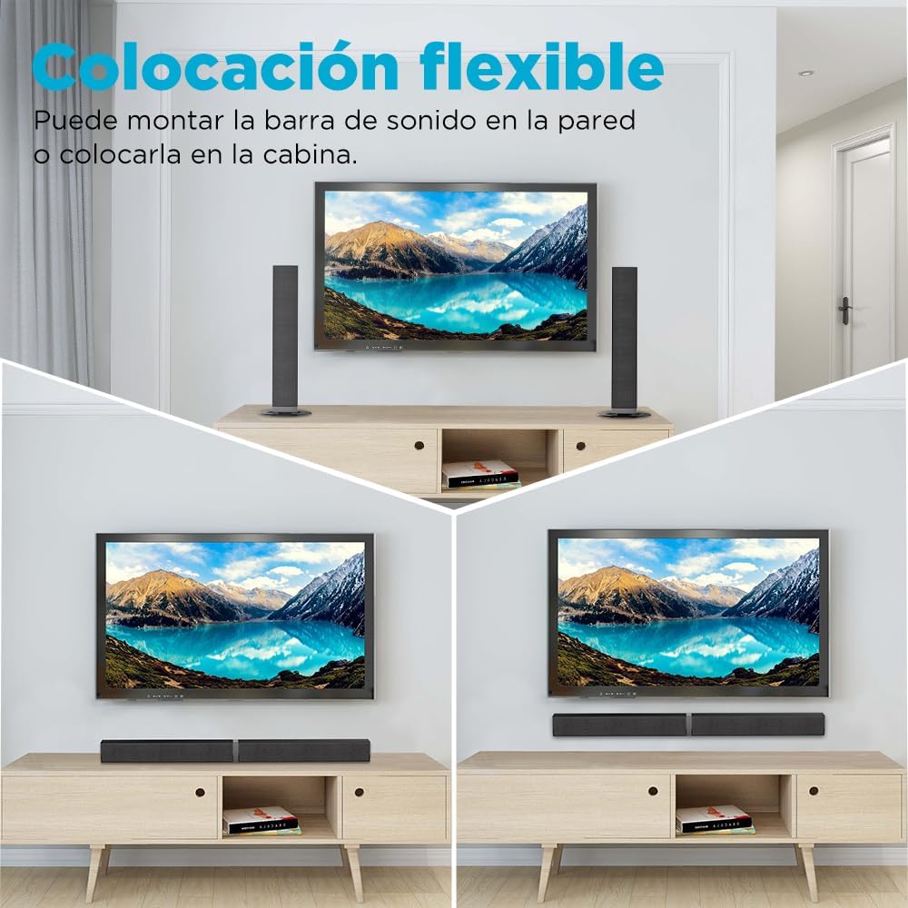 2.0 Barra de Sonido para TV, Barra de Sonido Separable 2 en 1 de 32 Pulgadas para Dispositivos de TV con 3 Modos de ecualización y 3 Sonidos envolventes, ARC/Óptico/AUX, 1pcs 3
