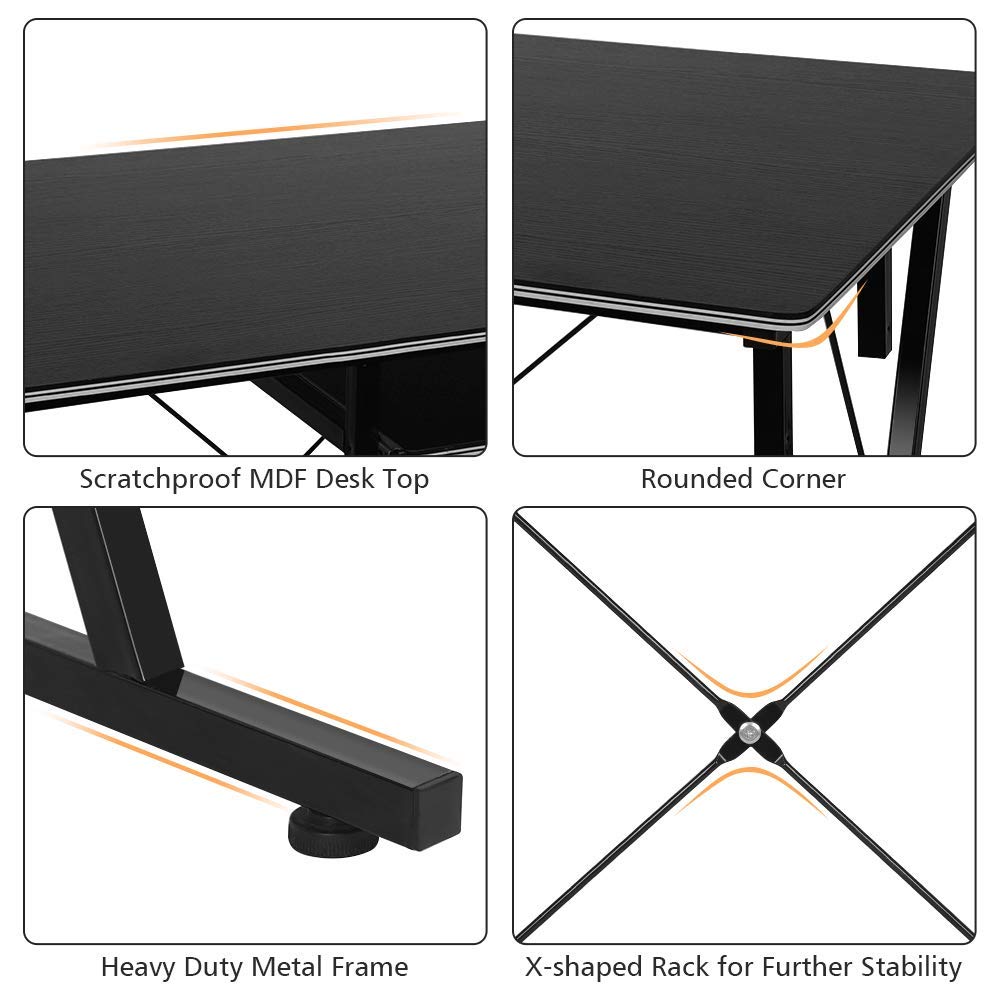 Greensen Zshaped Computer Desk Modern Gaming Computer Table Studio