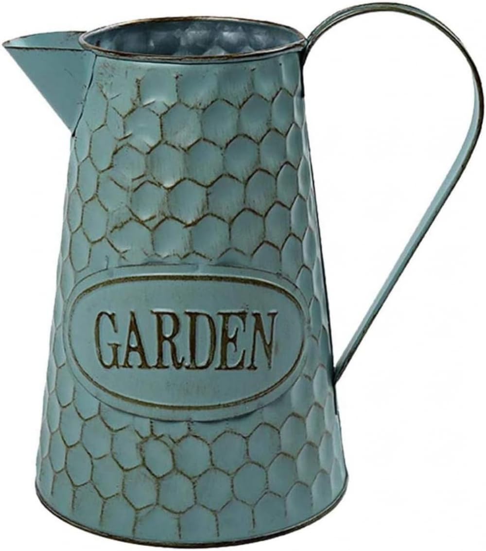 Cnfhfry One Color Vase， Retro Iron Flower Pot Ornaments,Metal Dried Vase Jug Pitcher Can Home Garden Decoration