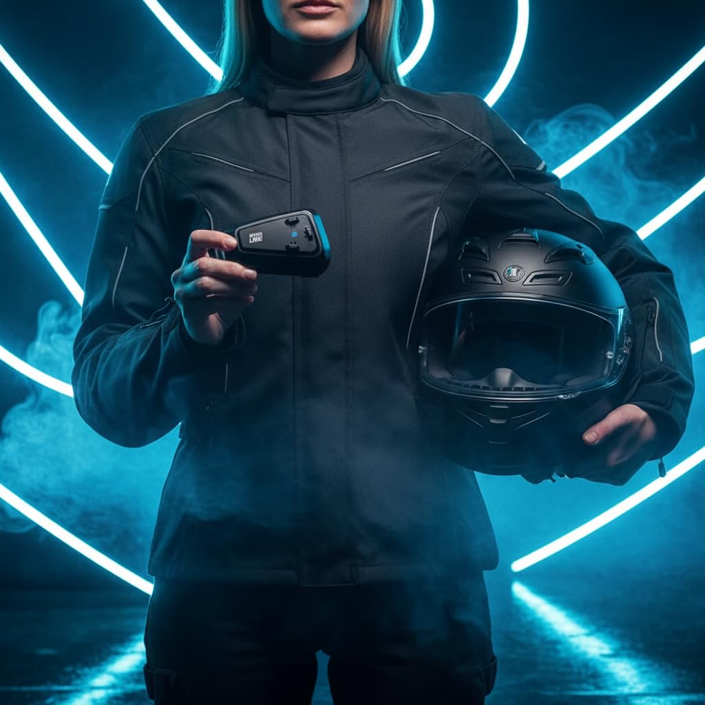 Auricolare Casco Moto Bluetooth con Assistente AI Audio HD IPX6 Doppio Accoppiamento Autonomia 12 Ore
