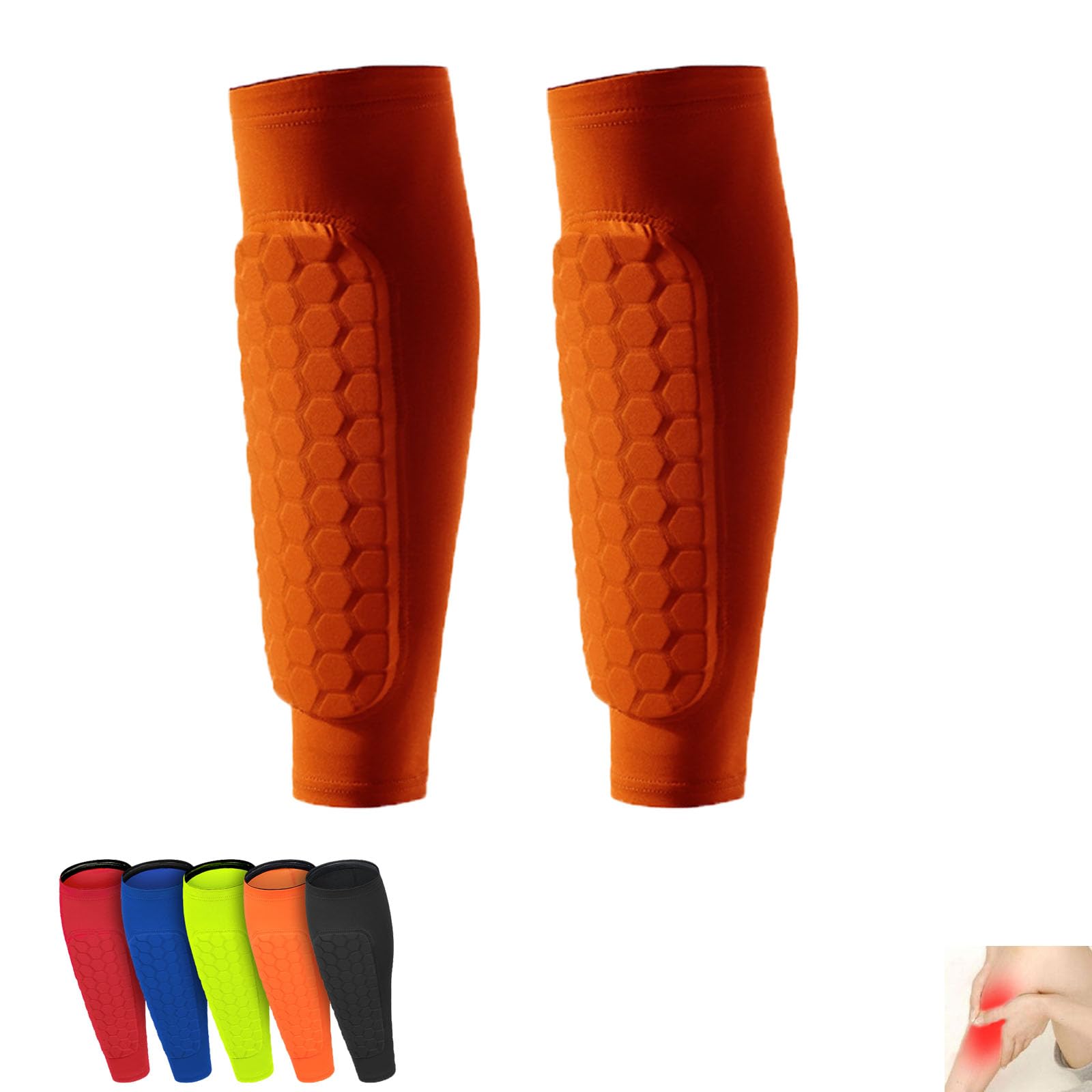 Qosigote SkiGuard Pro, Shinbang Protector 2.0, Shindefender Shin Guards, Shin Defender Shin Pads, Soccer Shin Guard Sleeves, Shin Guards Soccer Adult for Sports (1pair orange,XL)