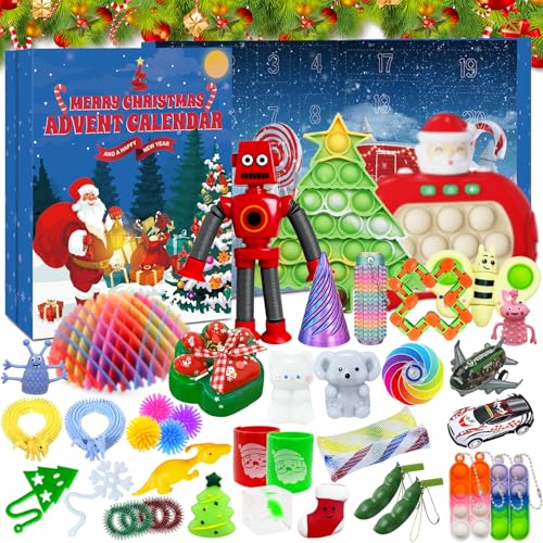 Fidget Adventskalender 2025,Adventskalender Fidget Toy,Spaß und aufregend Countdown Spielzeug,Countdown Stress Linderung und Unterhaltung Sensory Fidget Toys Set Geschenke Calendar
