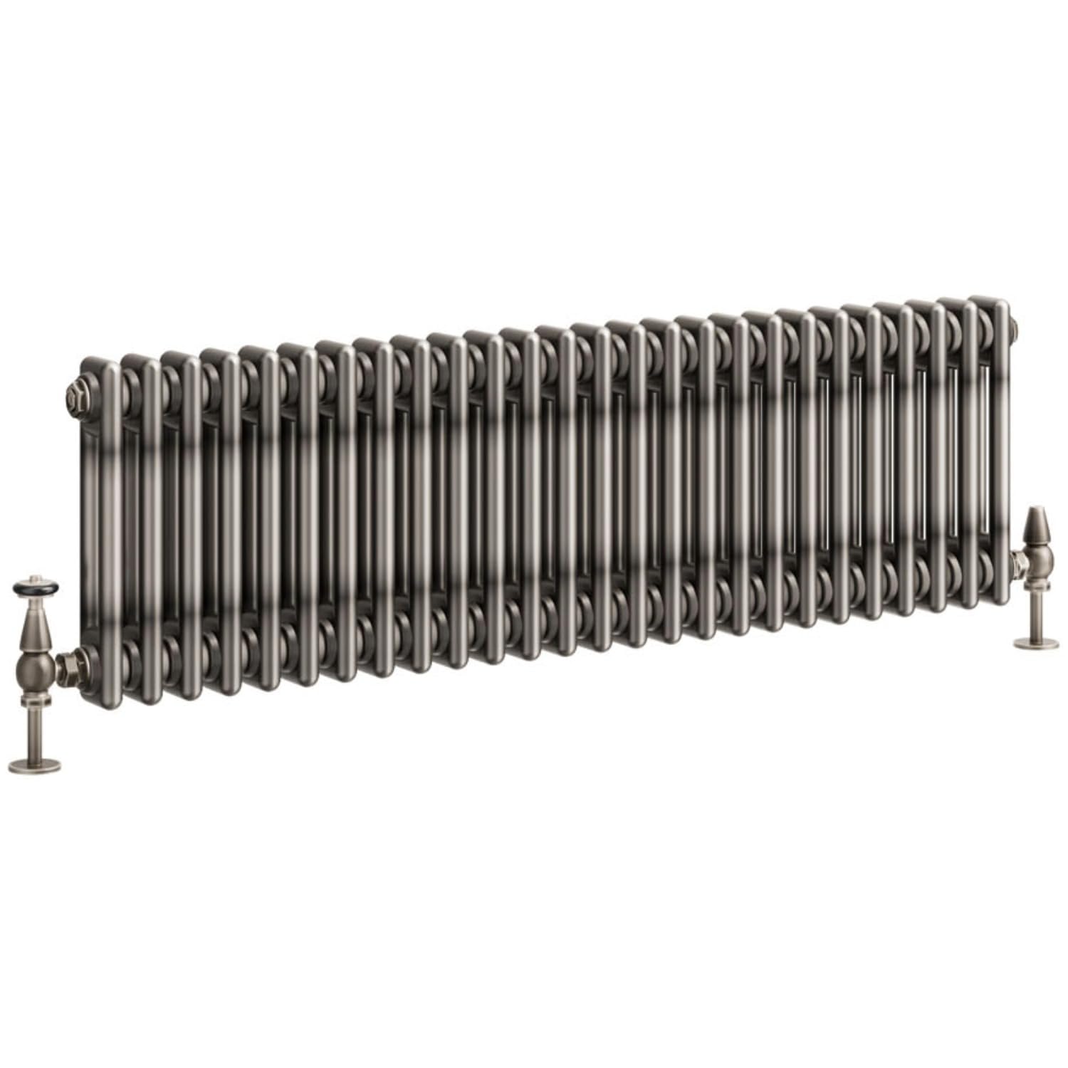 Go Bathrooms Traditional Double Column Radiator 300mm x 1190mm Raw Metal Finish 2 Column Panels Designer Cast Iron Style Radiator Central Heating | Clover