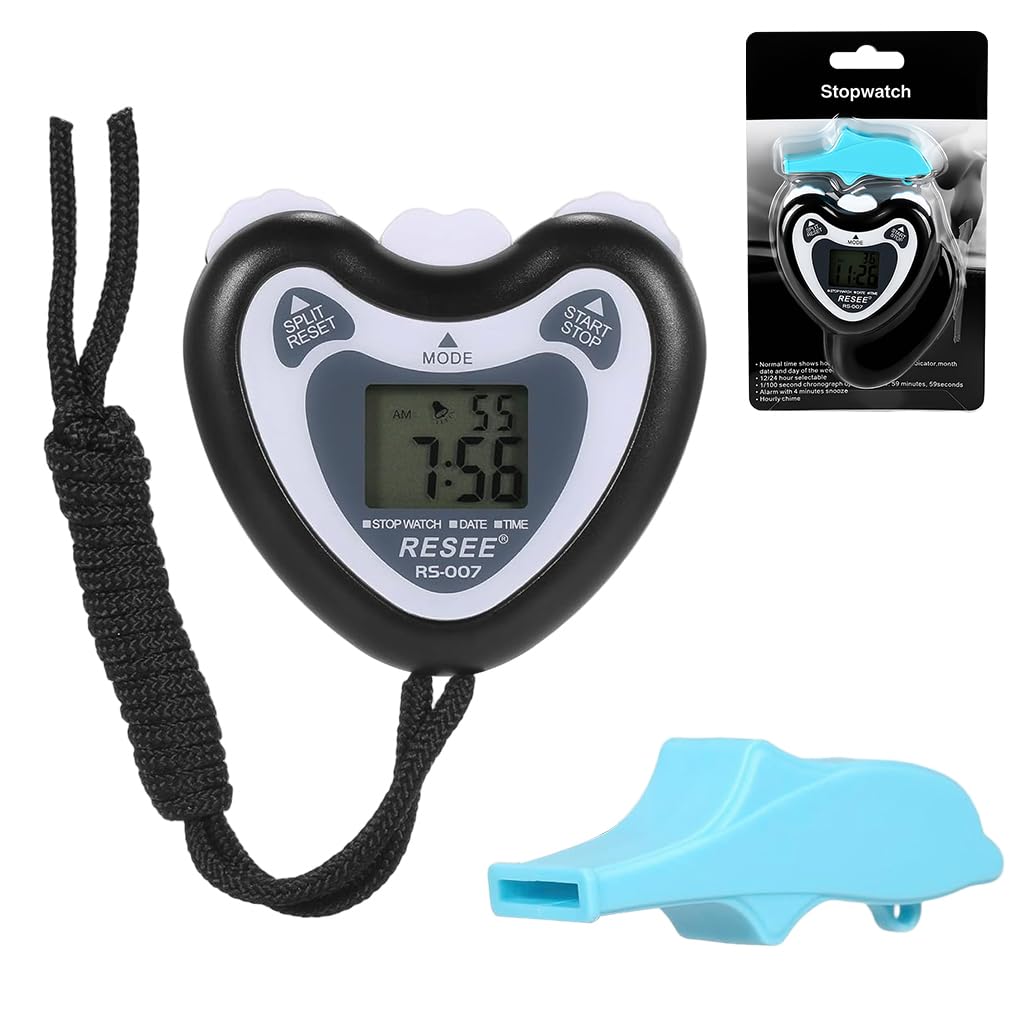Proberos® Digital Sports Stopwatch Timer, with High Pitch Whistle, Multifunction Countdown Timer with Date Setting & Large LCD Display for Sports Training, Coachs, Referee, PE Teachers