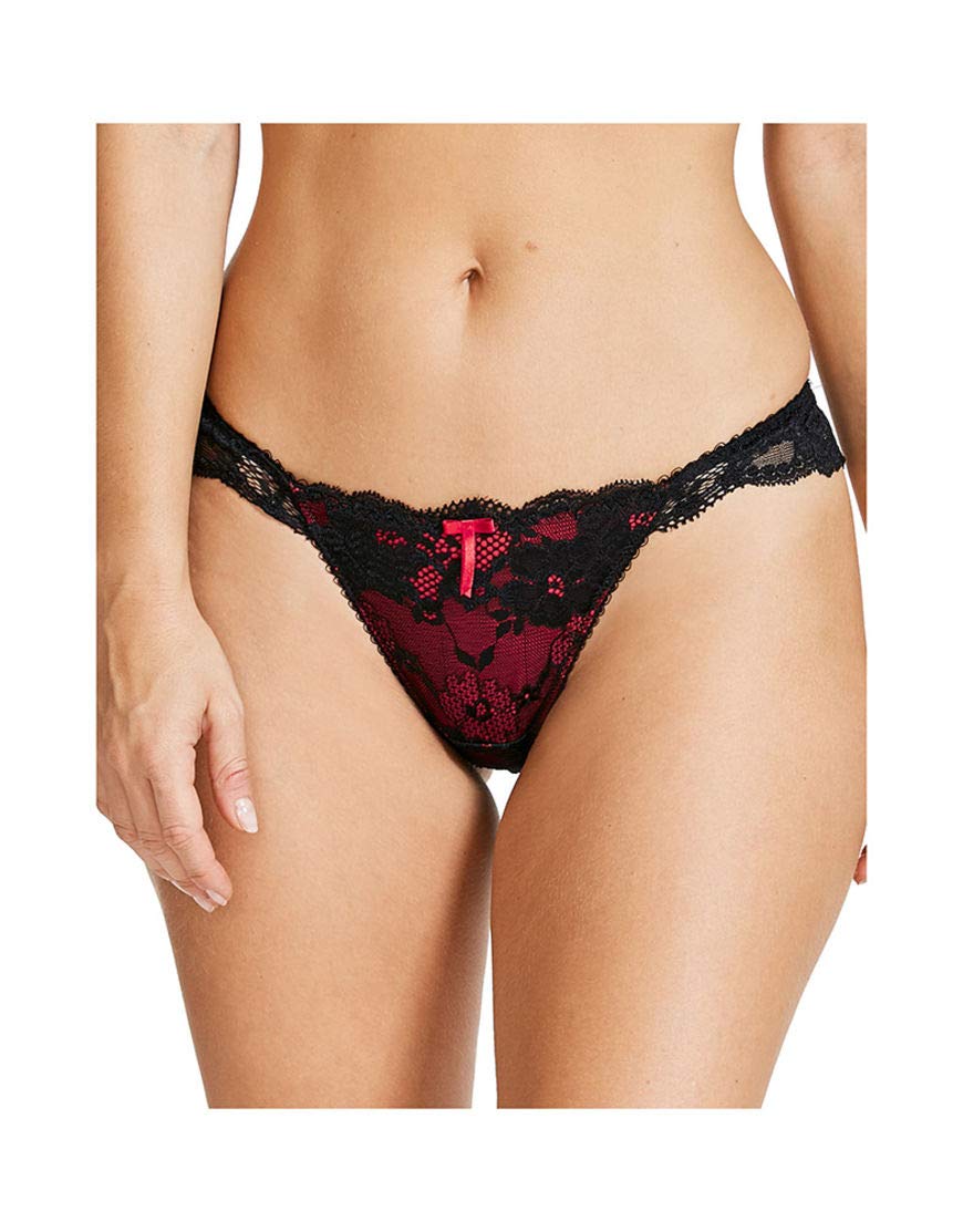 Pour Moi? Women's Amour Brazilian Brief Black (Black/Scarlet Black/Scarlet), 16 (Manufacturer Size: 16)