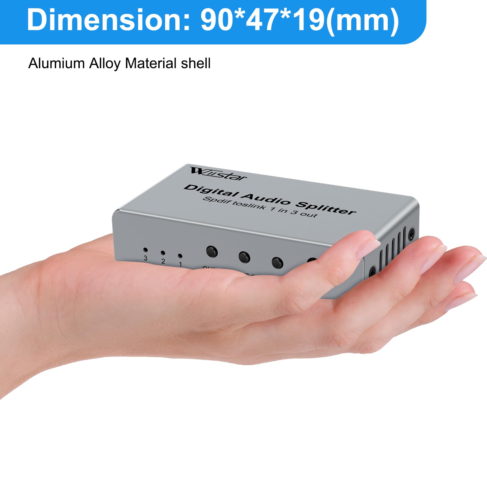 Wiistar Divisor de Audio óptico Digital 1 en 3 Salidas SPDIF TOSLINK Divisor de Audio Digital óptico 1x3 Compatible con Formato de Audio LPCM2.0 DTS Dolby Digital para Xbox Blue-Ray DVD HDTV