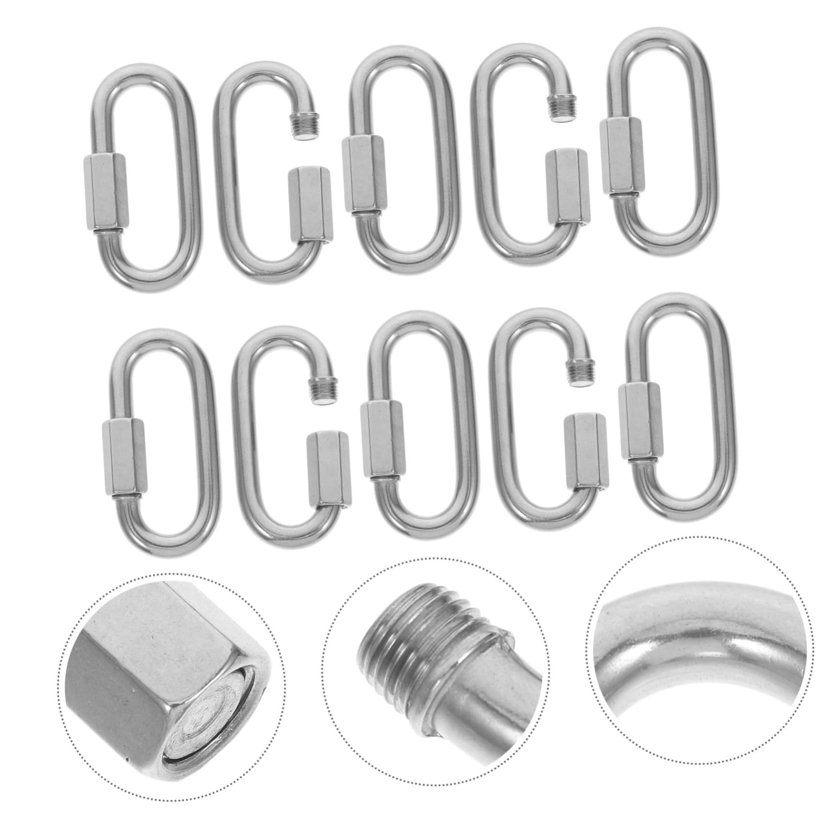 Holibanna 10piezas Conectores De Cadena Inoxidable Unidades Eslabones Rápidos Fijación Segura Para Bicicleta Remolque Exterior