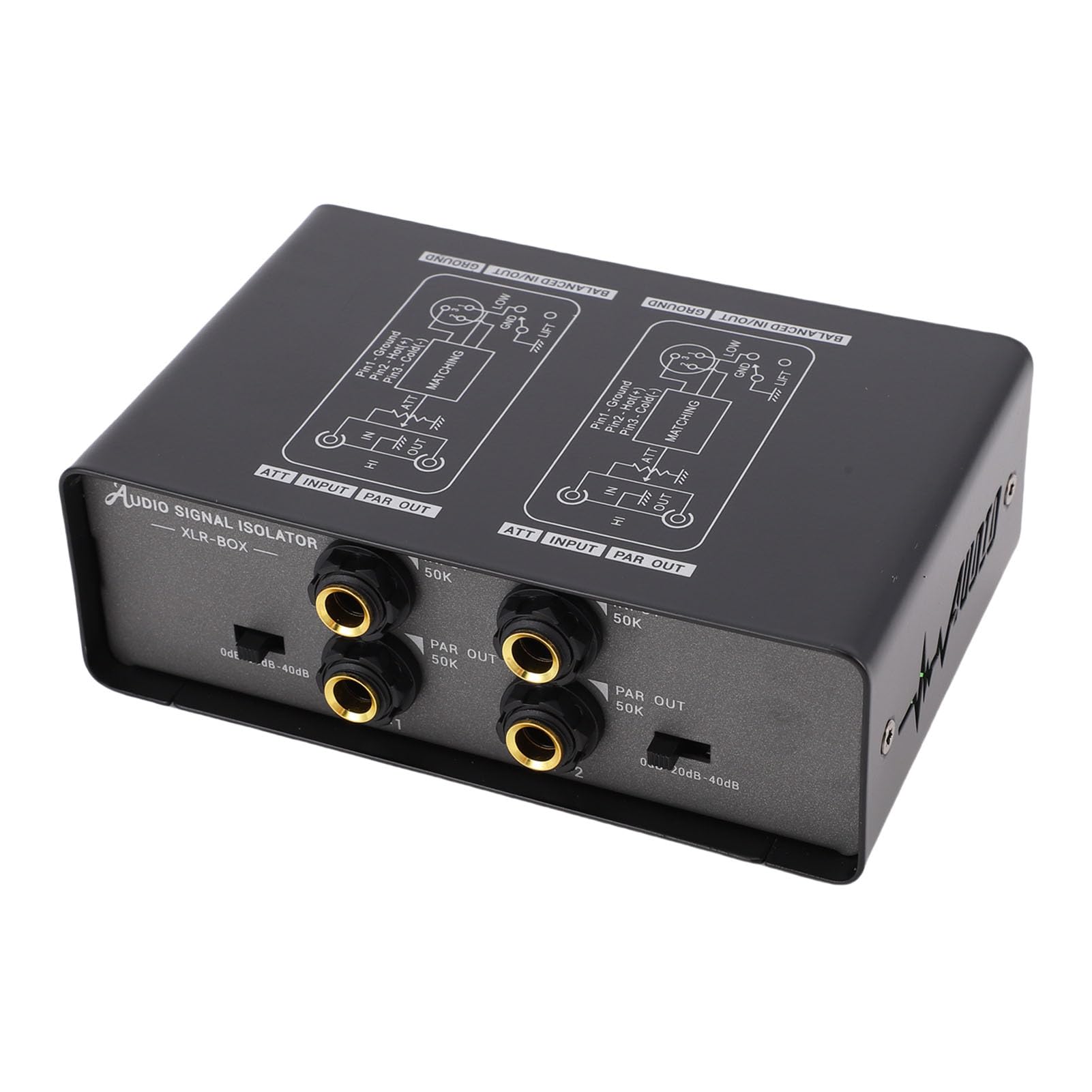 Cocoarm Isolatore del Loop di Massa, Filtro Antirumore a Doppio Canale, Eliminatore di Ronzii per Studio e per Veicoli con Ingressi XLR TRS