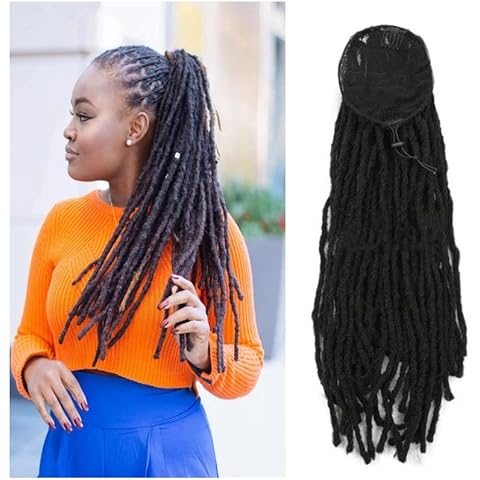 Ysxsxy 18 inch DreadLos Ponytail Drawstring Ponytail Extension Hairpieces Clip in Braided Loc Ponytail faux locs Clip in Braided Pony Tail Hair Extensions for Black Women Cover