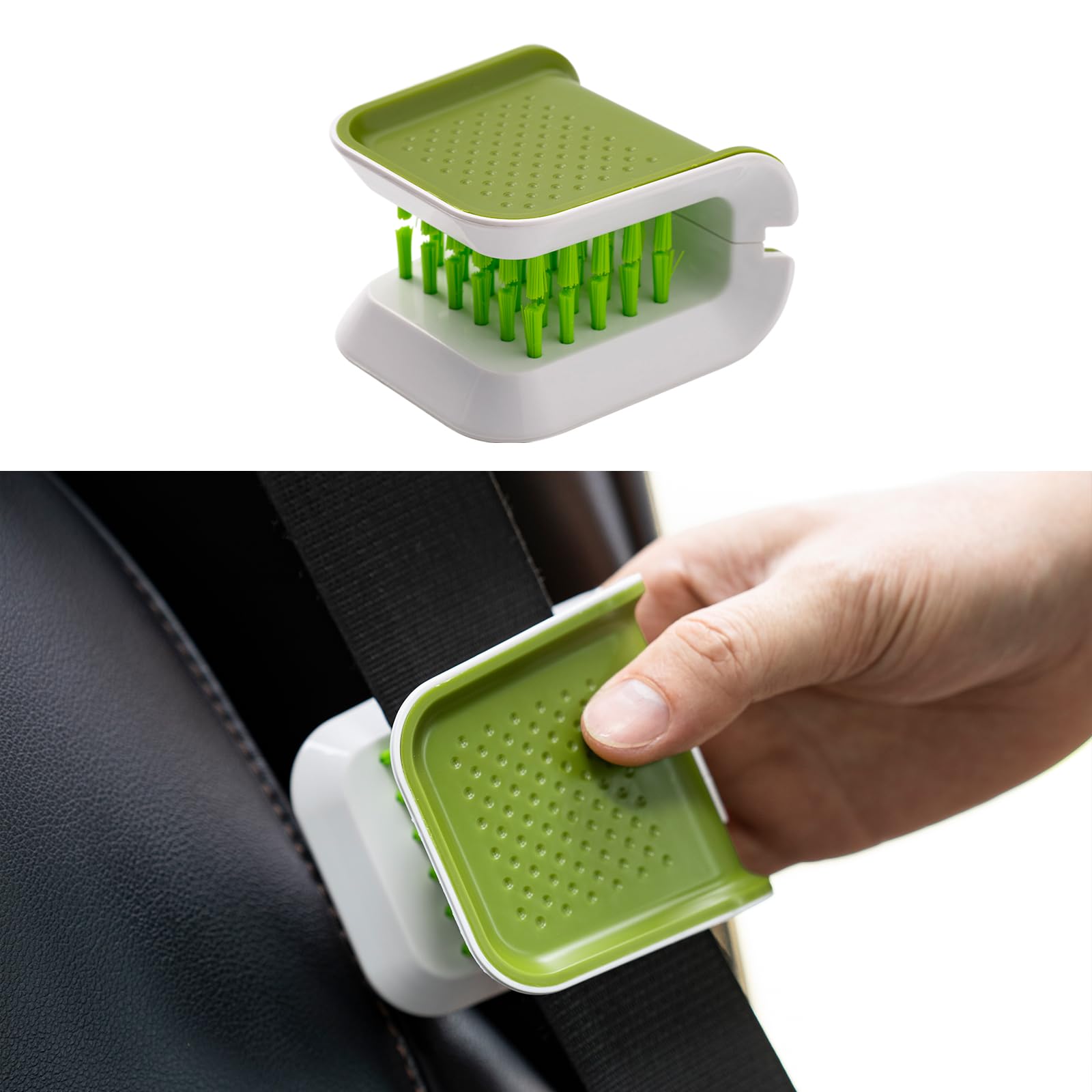 Rislobx Car Seat Belt Cleaning Brush, Non-Slip Car Seatbelt Cleaner Washing Brush Auto Detailing Brush Double Sided U-Shaped Car Interior Dust Brush for Car, Suv, Truck, Green