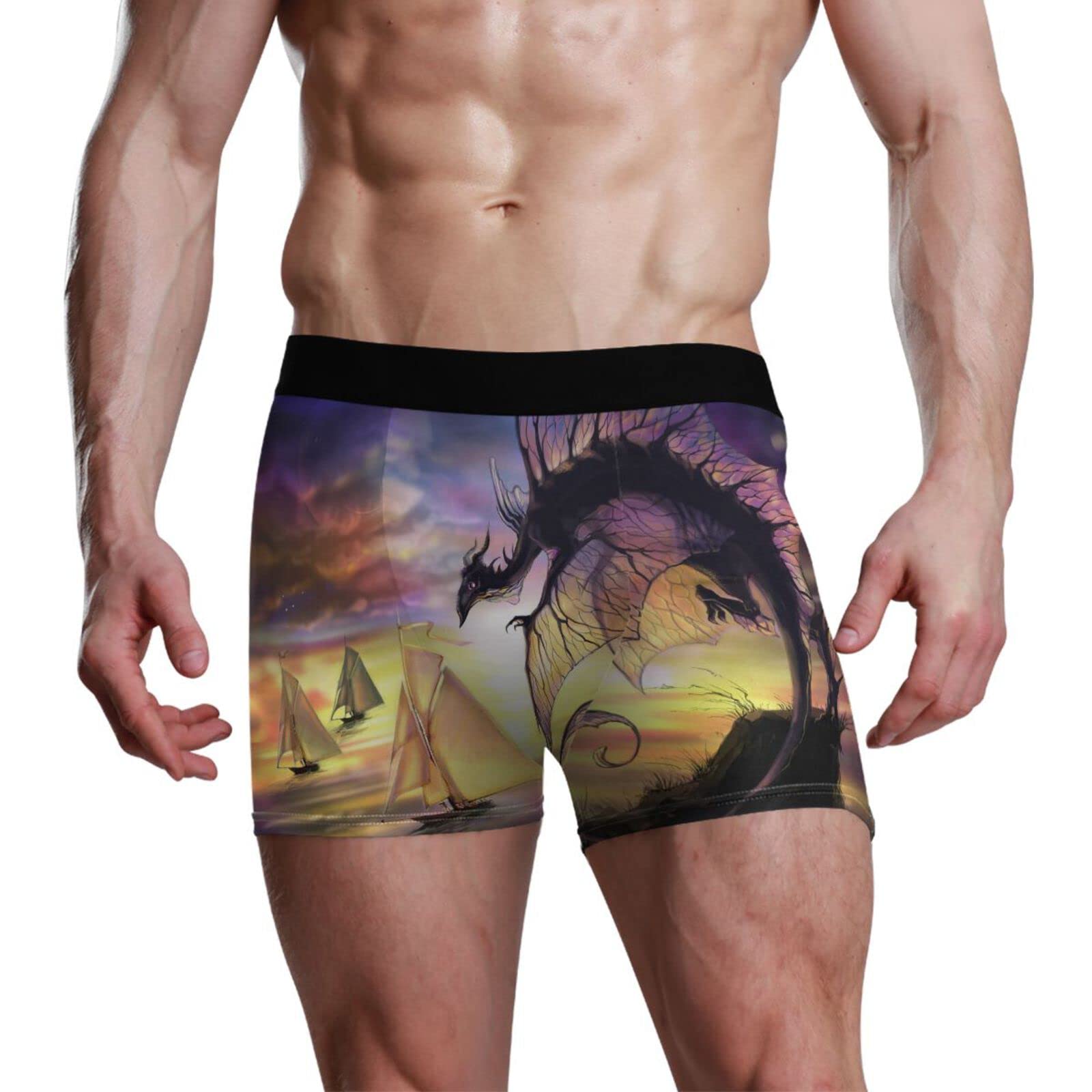 YOUJUNER Fantasy Dragon Print Men's Trunk Boxers Shorts Briefs Pants Underwear Underpants Boxershorts for Men Multicolor