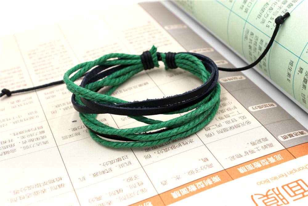 Pulsera de Cuero para Mujeres, Pulsera Retro de Cuero Retro Pareja de algodón Tejido Tejido de algodón Multicapa Correa de Mano Mixta Brazalete de Personalidad Accesorios de Ropa joyería