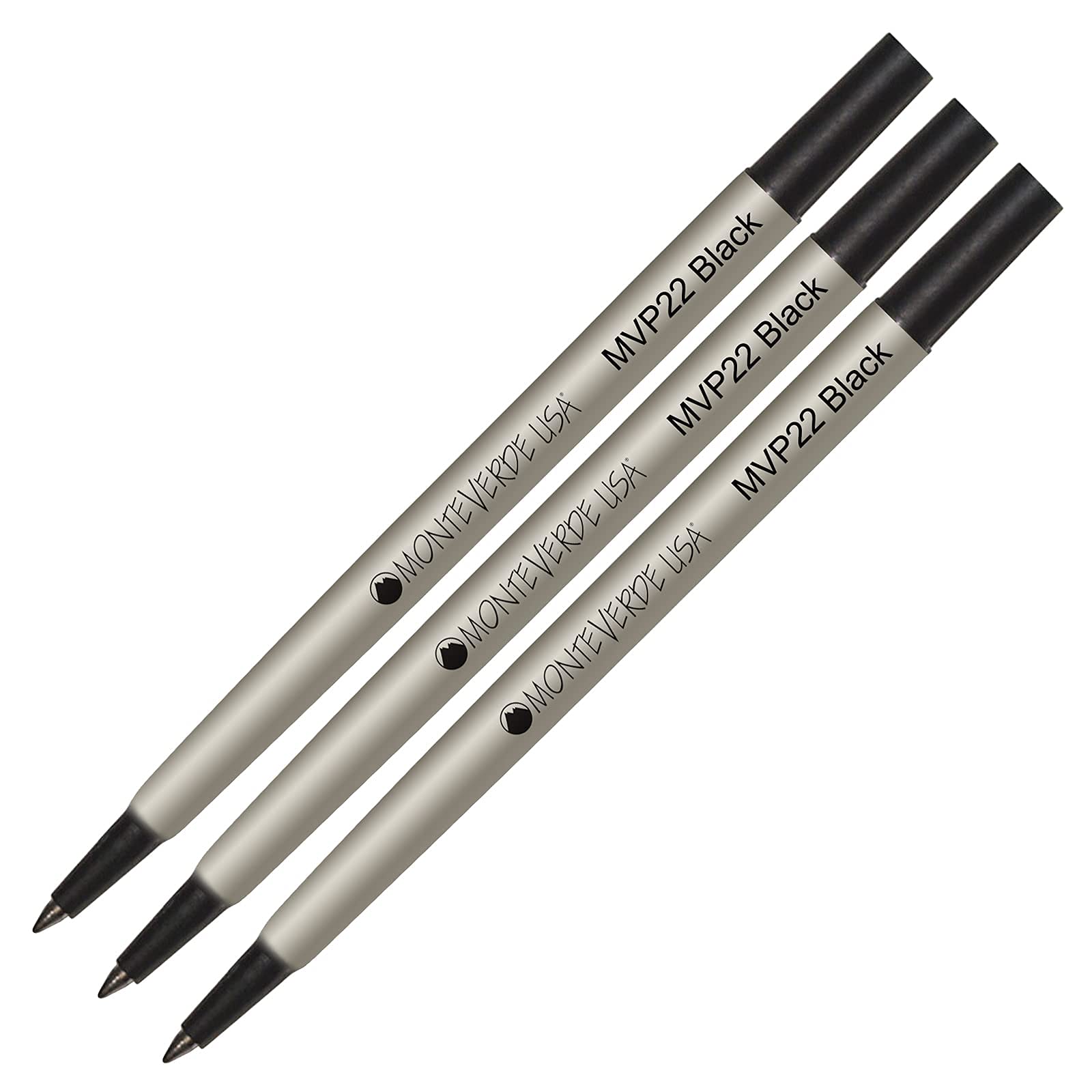 Lanier Combo Pack - 3 Pack - Monteverde® Rollerball P22 Paste Ink Refill Compatible with Most Parker® Style Rollerball Pens - Black (Fine Tip 0.6mm)