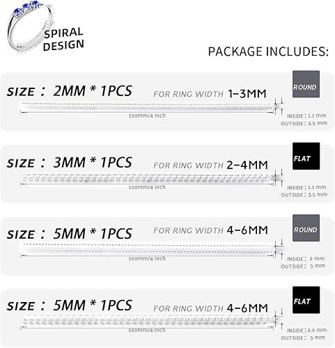 Miniatura 2 de Juego de ajustadores de tamaño de anillo para anillos sueltos, 3 estilos invisibles reductor de anillo de protección, 6 protectores de anillo de