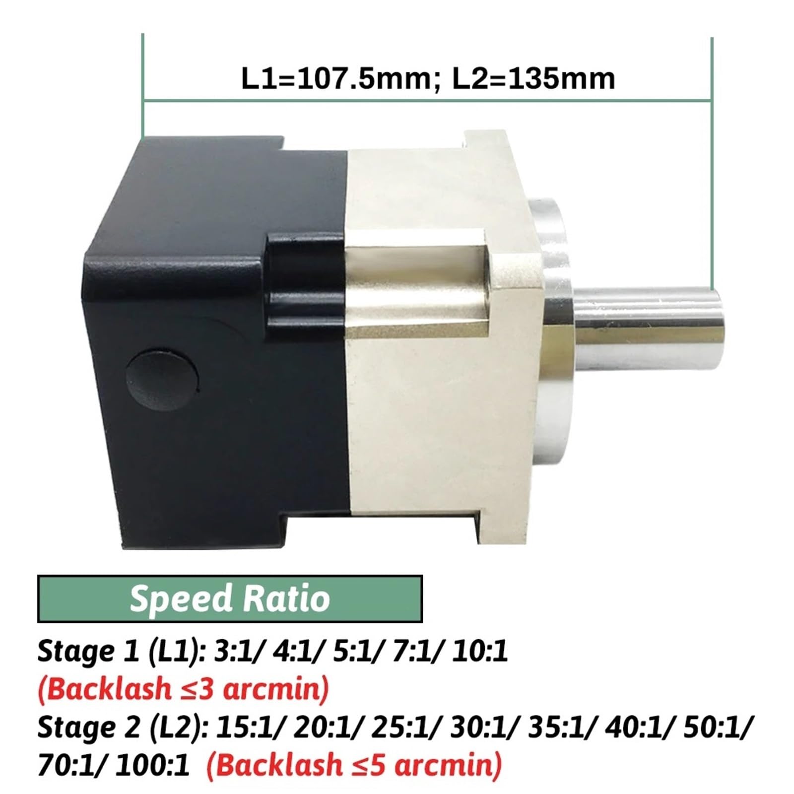 Motor Planetengetriebe Stirnradgetriebe Step-down 200W/400W/600W 60 Flansch Servogeschwindigkeit 1Stk(Ratio 4 to 1,8 Input For Step)