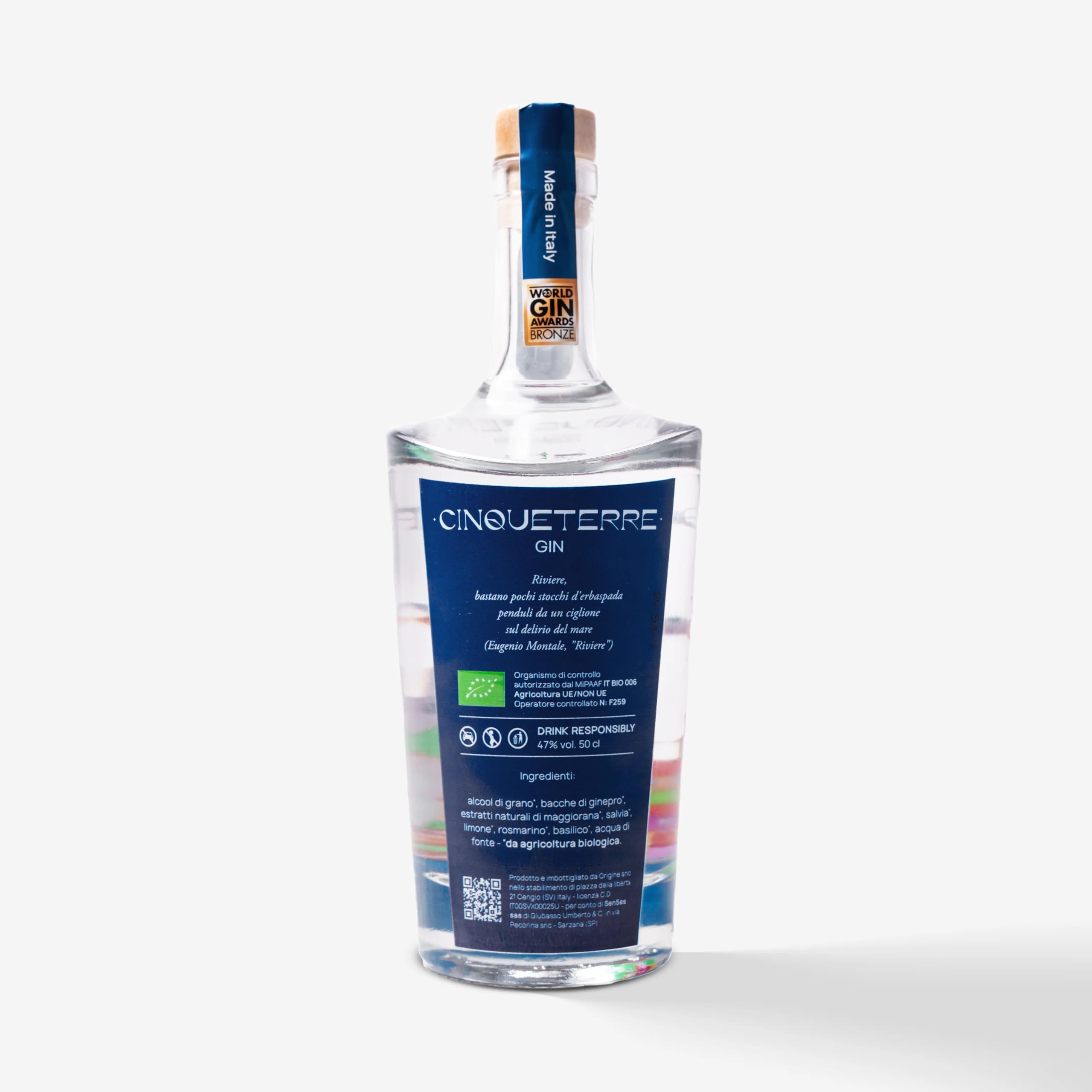 GIN CINQUE TERRE "IL GIN CERTIFICATO DA AGRICOLTURA BIOLOGICA" CL.50