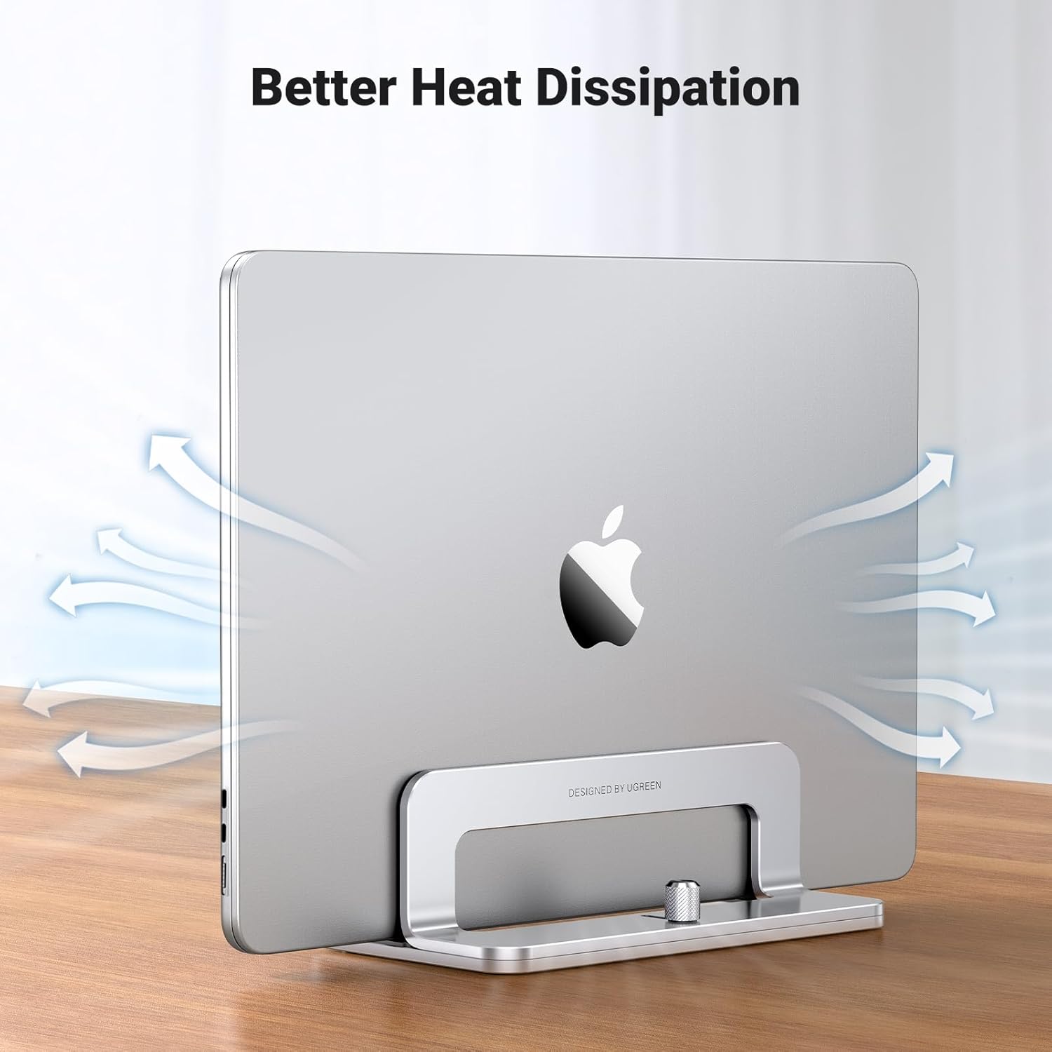 UGREEN Vertical Laptop Stand Holder for Desk Compatible with MacBook Pro, MacBook Air Stand Vertical Aluminum Adjustable for Up to 17.3 Inch Gaming Laptop, Silver