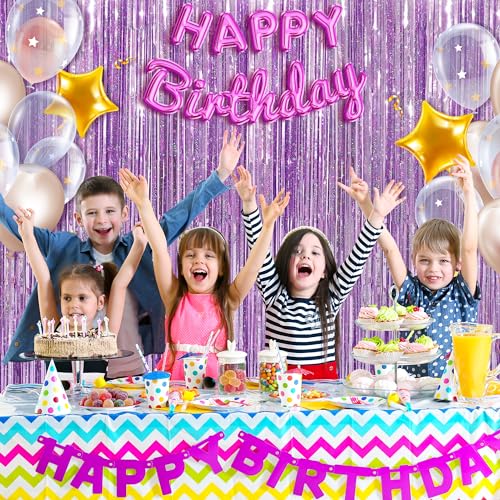 Image of Pink Tinsel Curtain Party Backdrop Streamers - Birthday Decorations | Birthday Decorations for Girls | Princess Birthday Party Decorations |Sleepover Party Supplies for Girls,2 Pack