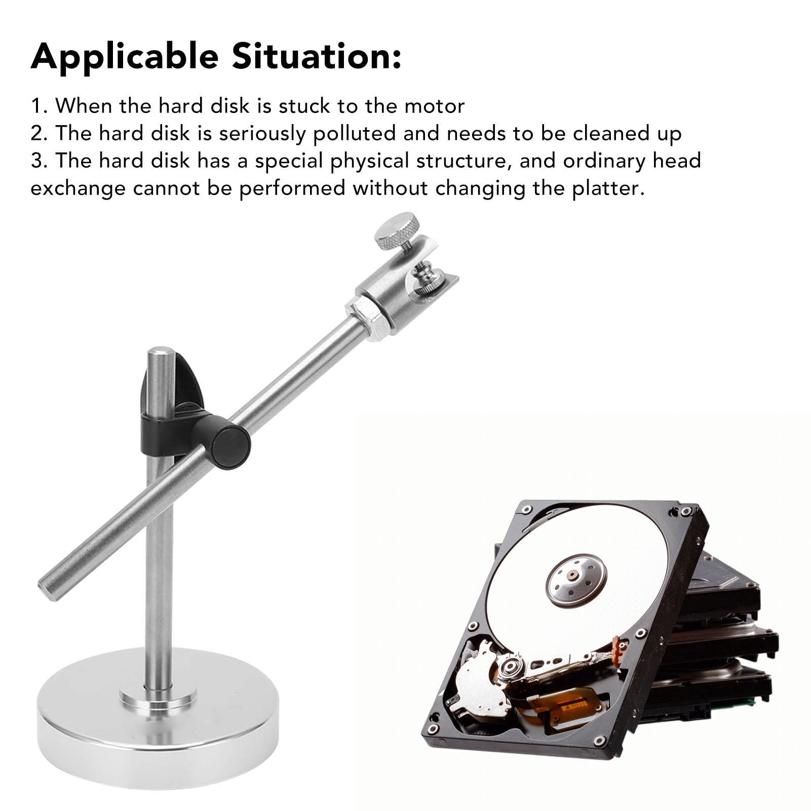2.5in 3.5in HDD Repair Holder, Hard Drive Head Fixture, Stainless Steel Hard Drive Repair Test Holder with Base Support Bar and Crossbar for Data Recovery and Magnetic Head Replace