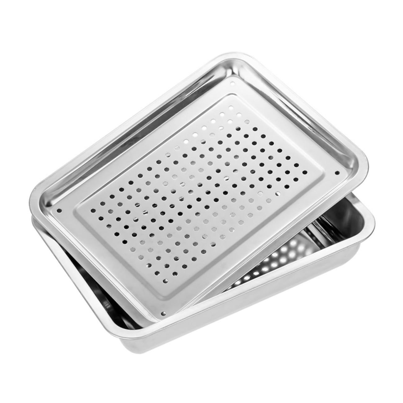LABRIMP Vassoio Rettangolare per Scolare in Acciaio Inossidabile 36 X 27 CM, Scolapiatti Resistenti alla Ruggine, per Cucina e Cibi Fritti