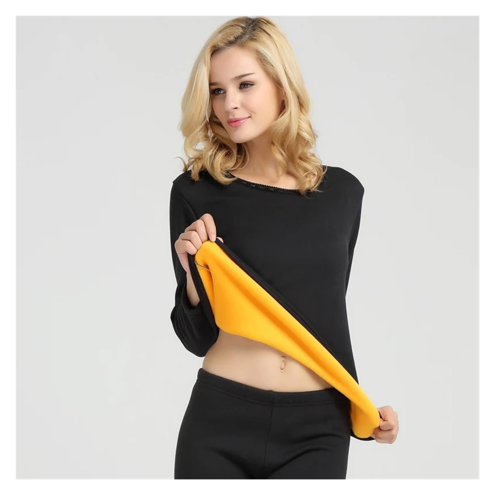 Ropa Interior Térmica Conjuntos de Ropa Interior Femenina, térmica íntima, Invierno Forro Polar, 2 Piezas, Tallas Grandes Desde L hasta 6XL