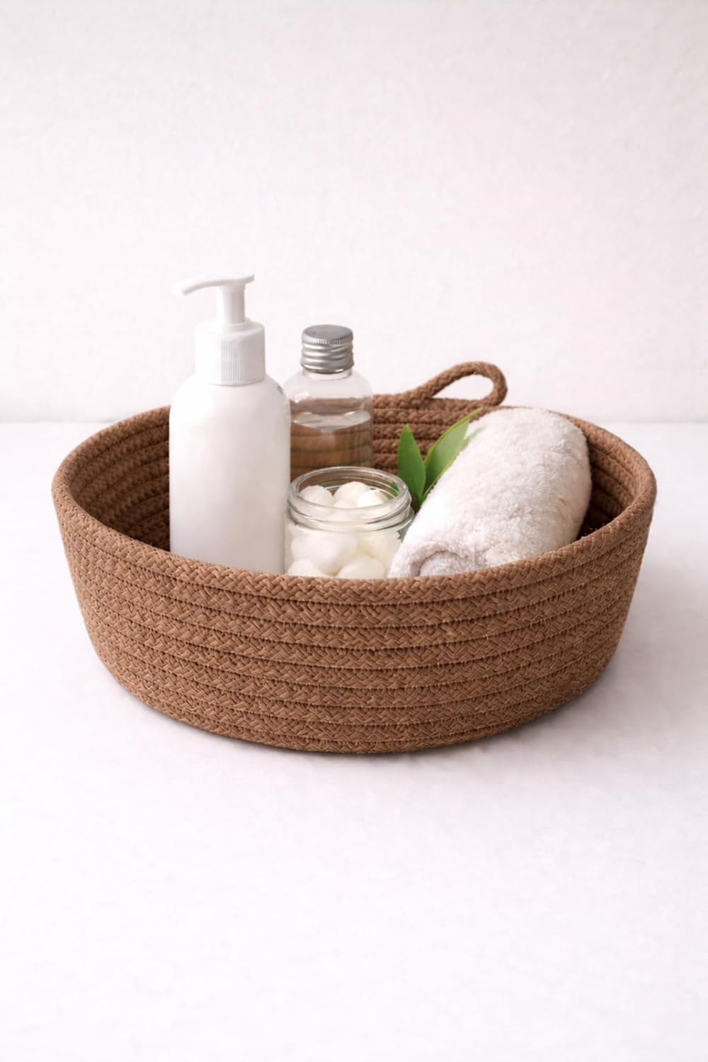 Basket Decorative Organizer Room Storage 7.9x2.8 in Cotton Rope Woven Versatile Home Decor for Shelves, Desktops, Counters, Burgundy - Burgundy