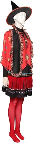 Vista 4 de Disfraz de Dani Dennison para mujeres adultas, falda de bruja, sombrero, bufanda para fiesta de Halloween