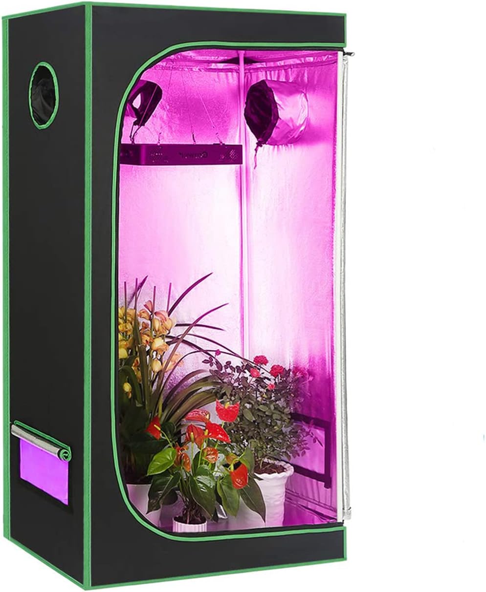 DIGLAB Green Hydroponic Grow Tent Mylar Reflective Growing Tent 24"x24"x48" with