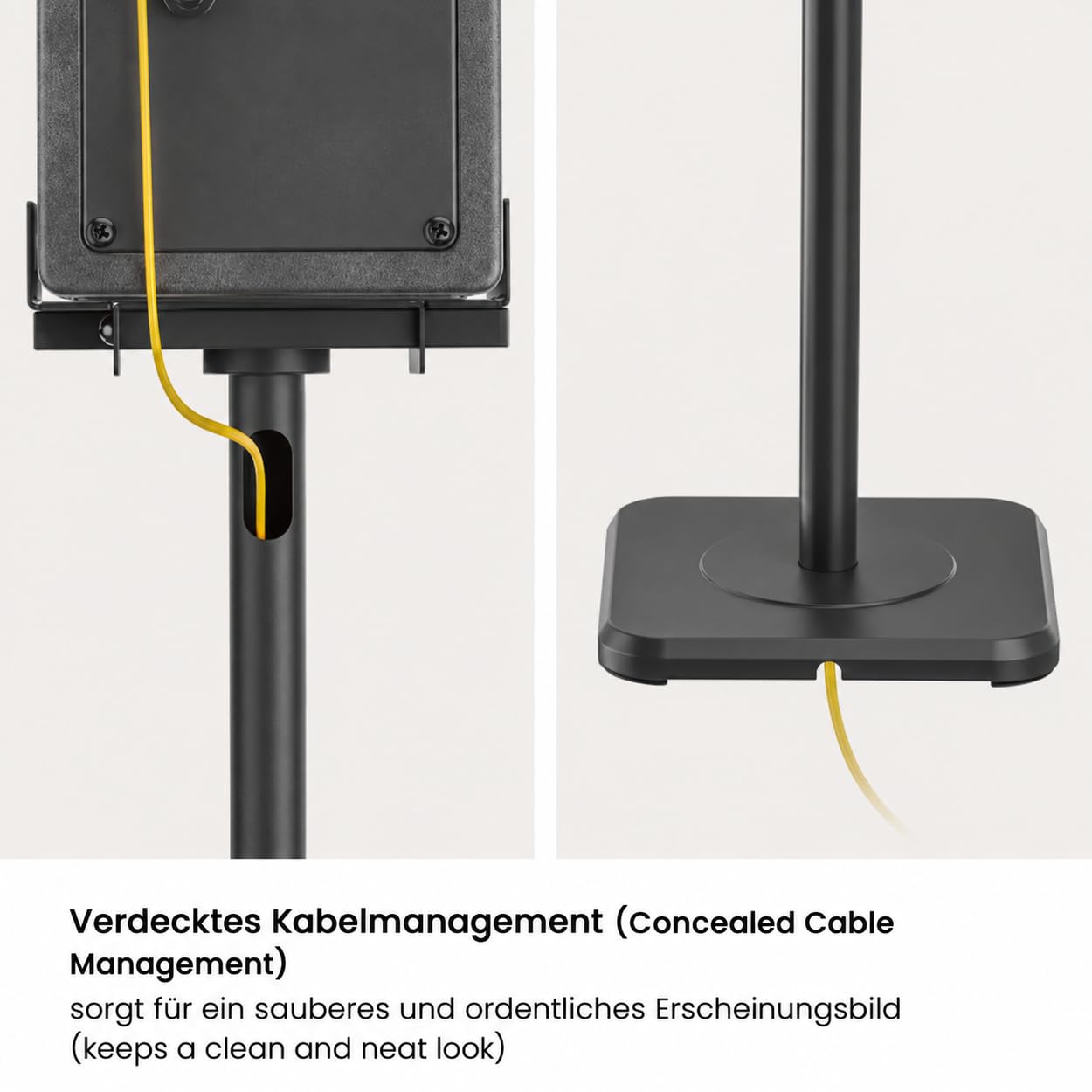 ARLI Lautsprecherständer 2er Set höhenverstellbar Boxenständer 85-112 cm drehbar neigbar schwenkbar Kabelmanagement Lautsprecher Ständer für Regallautsprecher Heimkino bis 5 kg Schwarz Paar