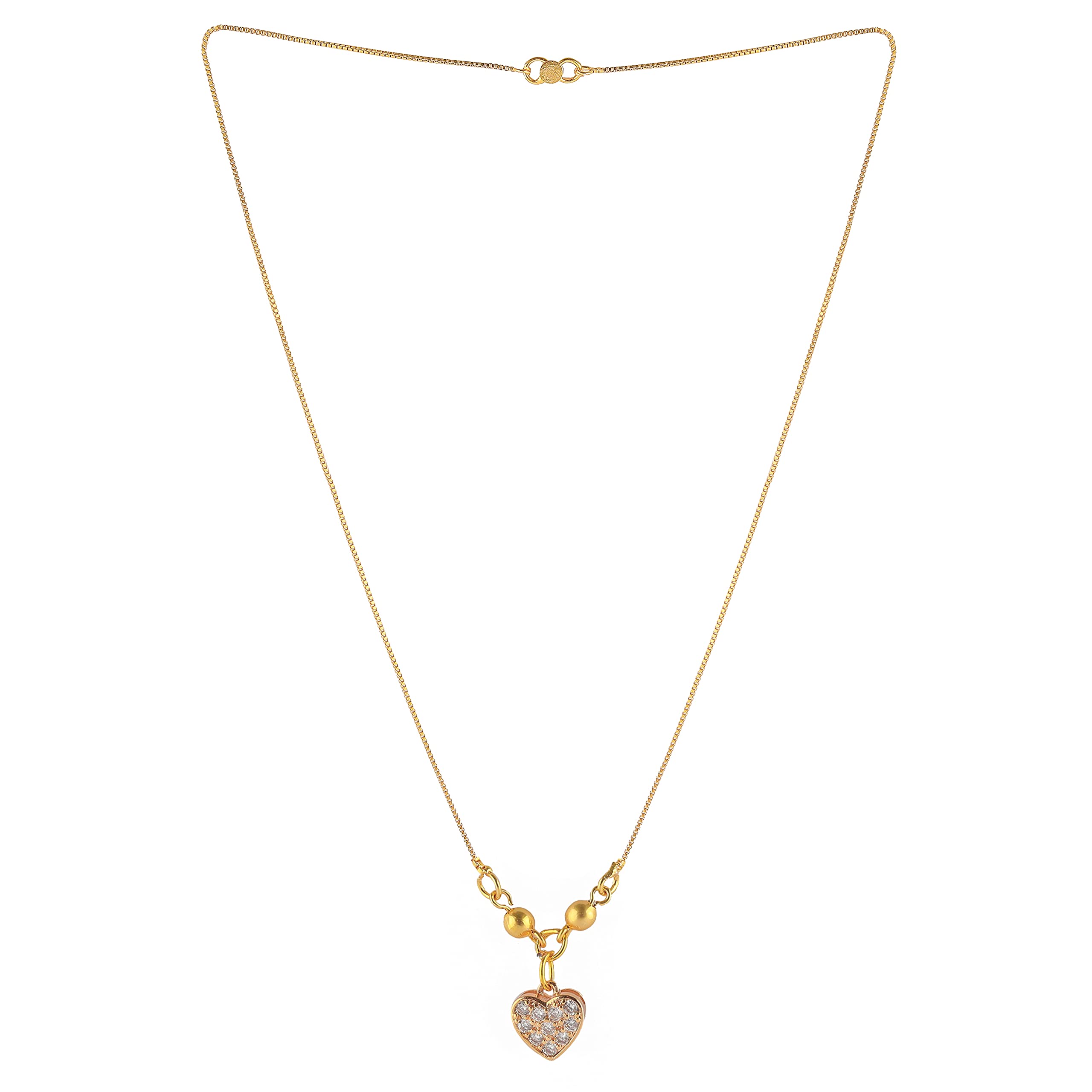 Brado Jewellery Micro Gold Plated White American Diamond Beautiful Designer Necklace Golden Chain Pendant for Women and Girls (B096ZBZFK1) Amazon Price History, Amazon Price Tracker