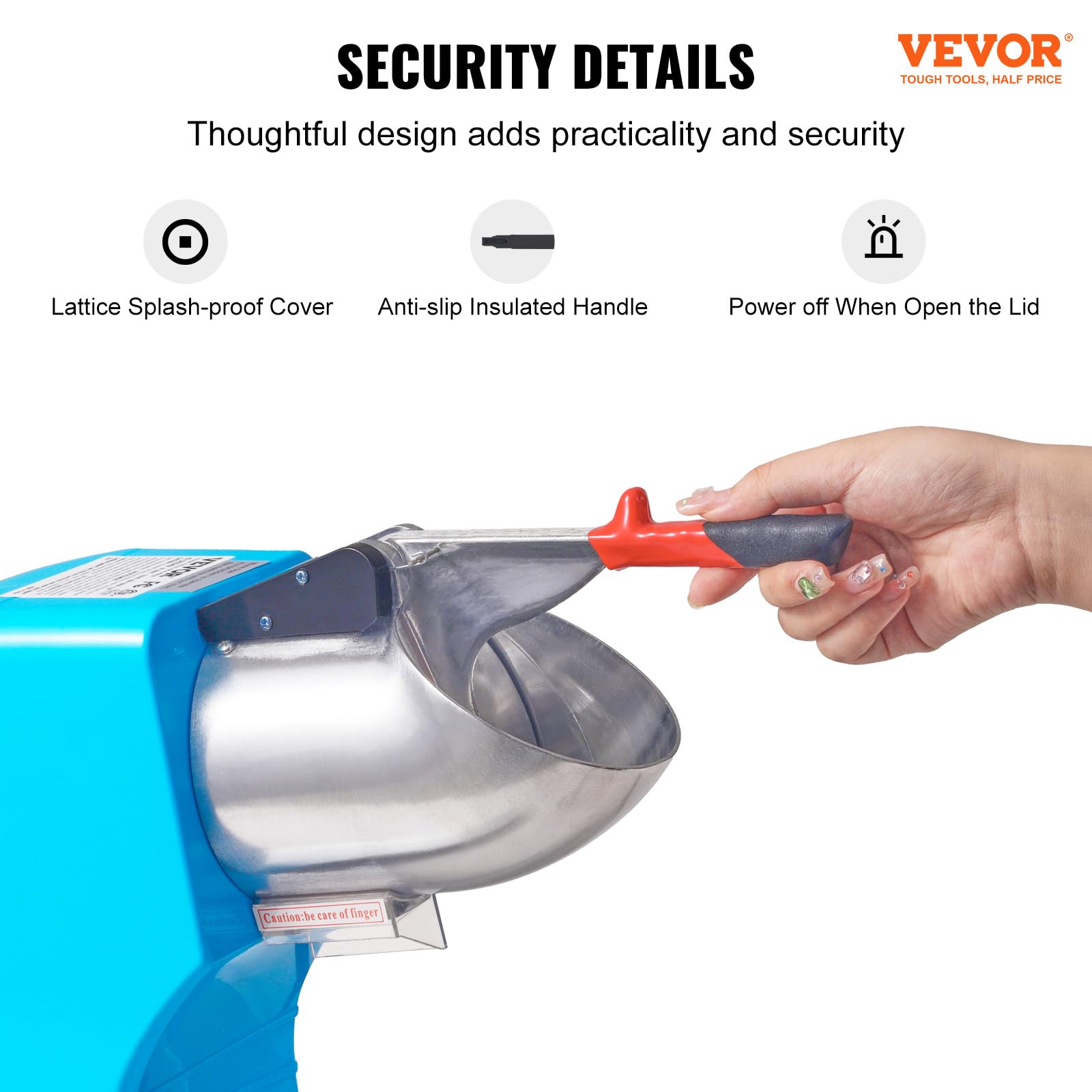 VEVOR Broyeur à Glace Électrique 100 kg/h Machine à Glace Pilée Commerciale 300 W Tête à 4 Lames en Acier Inoxydable Machine à Granita Cocktails Sorbets Boissons Fraîches Bars Restaurants Supermarchés