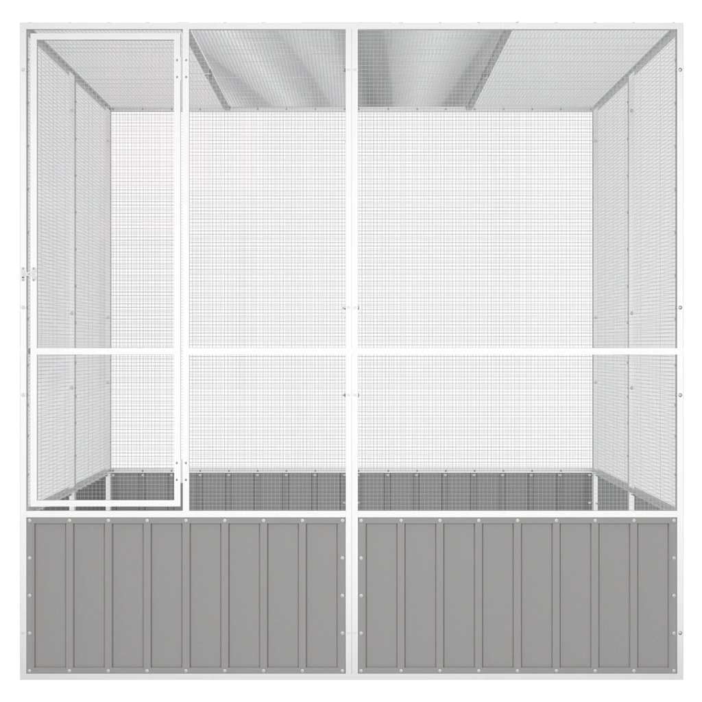 Vogelkäfig Grau 213,5x217,5x211,5 cm Verzinkter Stahl,Tier- & Haustierbedarf,Haustierbedarf,Vogelbedarf,Vogelkäfige & -ständer,Grau,56.05 kg-171552