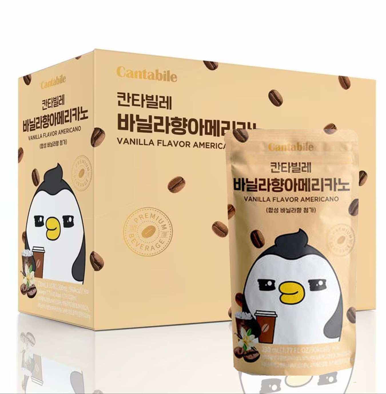 Cantabile Koreanischer Convenience Store Beutel-Getränk, trinkfertiger Kaffee Getränk importiert aus Korea (Box mit 10 Stück, Vanilla Americano)
