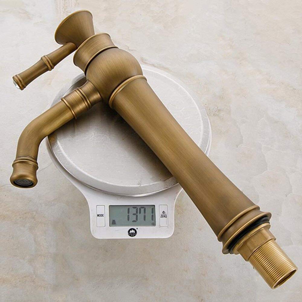 Bateria umywalkowa Antyczna mosiężna szczotkowana retro bateria łazienkowa Bateria umywalkowa łazienkowa z wylewką obrotową 360 ° Vintage Retro Antyczna nostalgiczna kran w stylu wiejskim Bateria