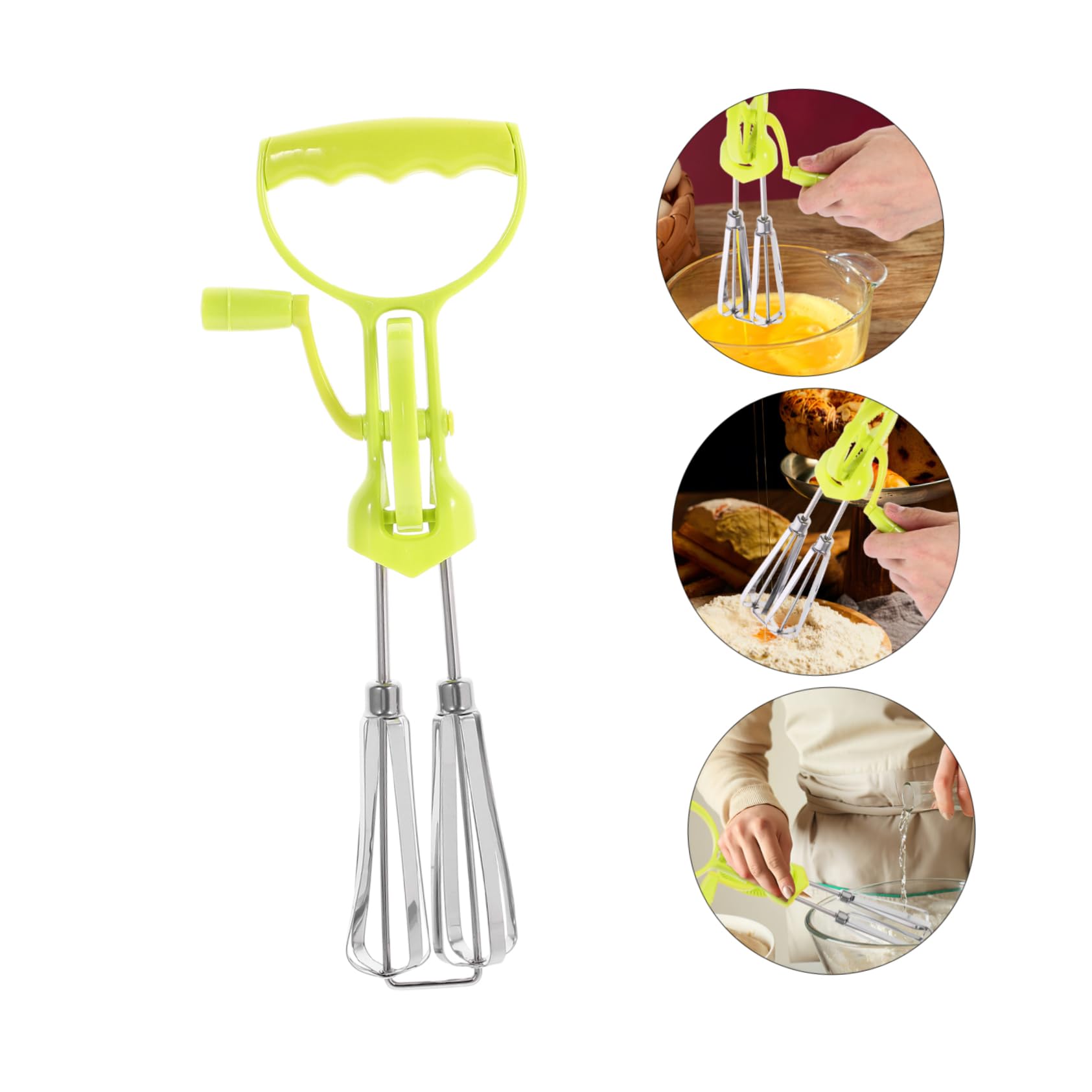 Alipis Manual Hand Crank Eggbeater Multi-functional Kitchen Tool Handheld Sauce Blender