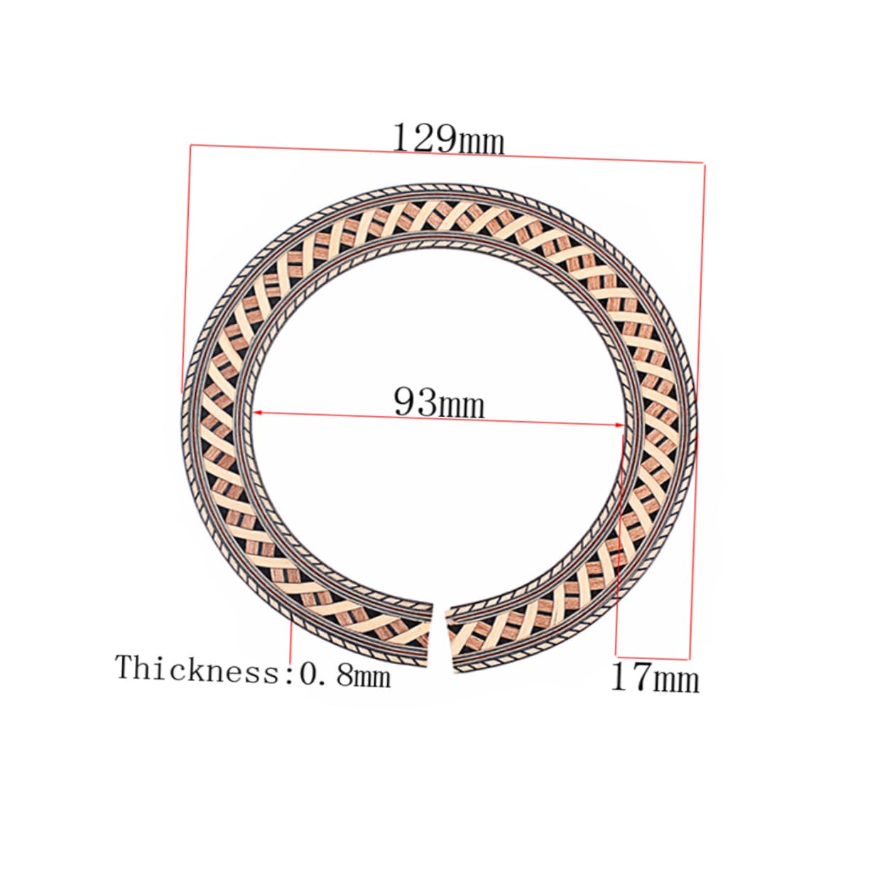 VANZACK Wooden Guitar Rosette Decal Sound Hole Inlay Strips for Acoustic Classical Guitars Easy to Apply Laminated Design Curved Strips for Vibrant Finish