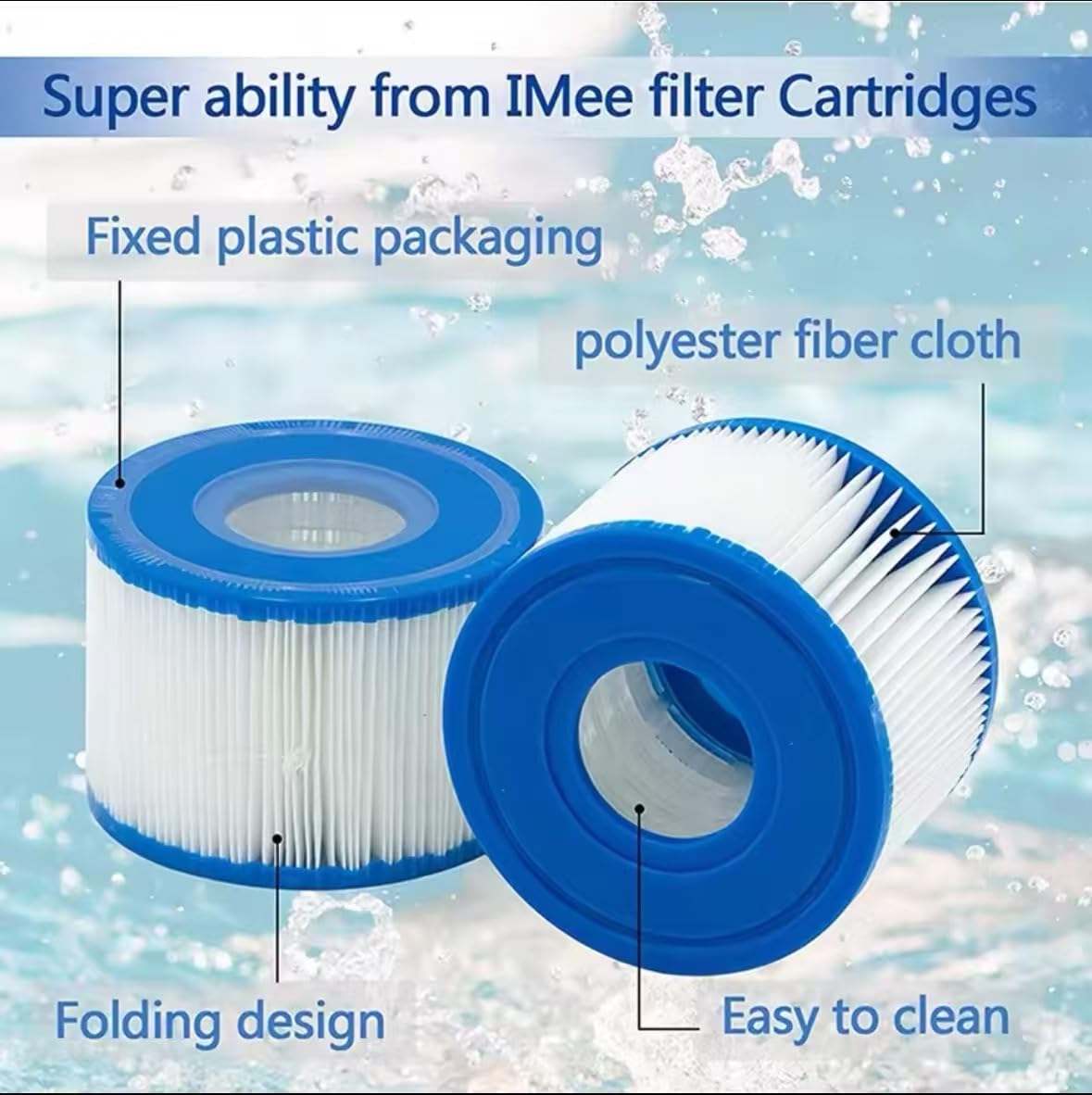 Cartucce di Ricambio per filtri MSpa, Confezione da 6, compatibili con Le cartucce filtranti Whirlpool, Manicotto filtrante a 120 Pieghe ad Alta densità, Materiali filtranti per vasche