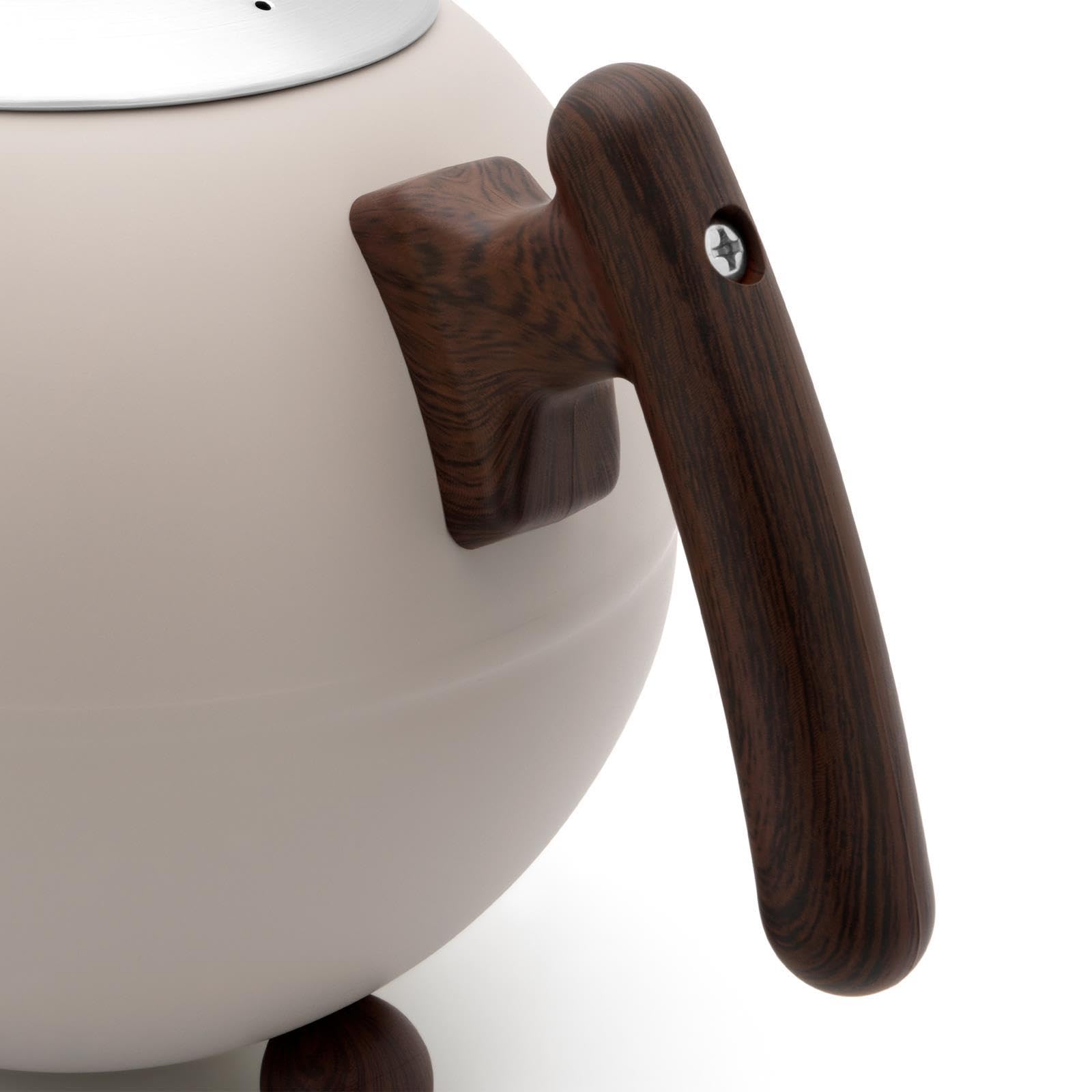 Bredemeijer große beige Edelstahl Teekanne 1.2 Liter doppelwandig - sandfarbene isolierende Kanne mit Teefilter-Sieb-Einsatz - längerer warmer Teegenuss