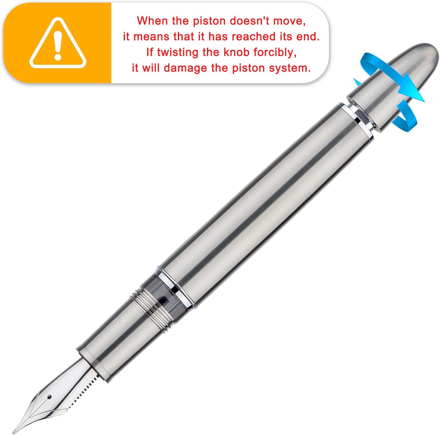 Asvine J16 Brushed Titanium Fountain Pen Jowo Extra Fine Nib Piston Filling, Ink Window, Wrench & Box