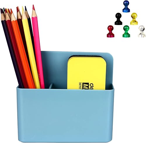 Henzxi Soporte magnético de borrado en seco, soporte para bolígrafo y borrador para pizarra blanca, organizador de almacenamiento de utilidad para