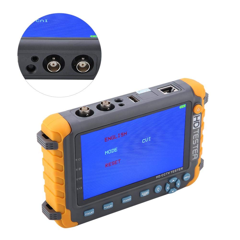 Probador de CCTV 4 en 1, CA 220V Alta resolución 5MP 5 Pulgadas TVI/AHD/CVI/CVBS CCTV Seguridad Analizador Cámara Analógica Lámpara LED Monitor de Video Coaxial HD con Entrada VGA/HDMI/Controlador PTZ