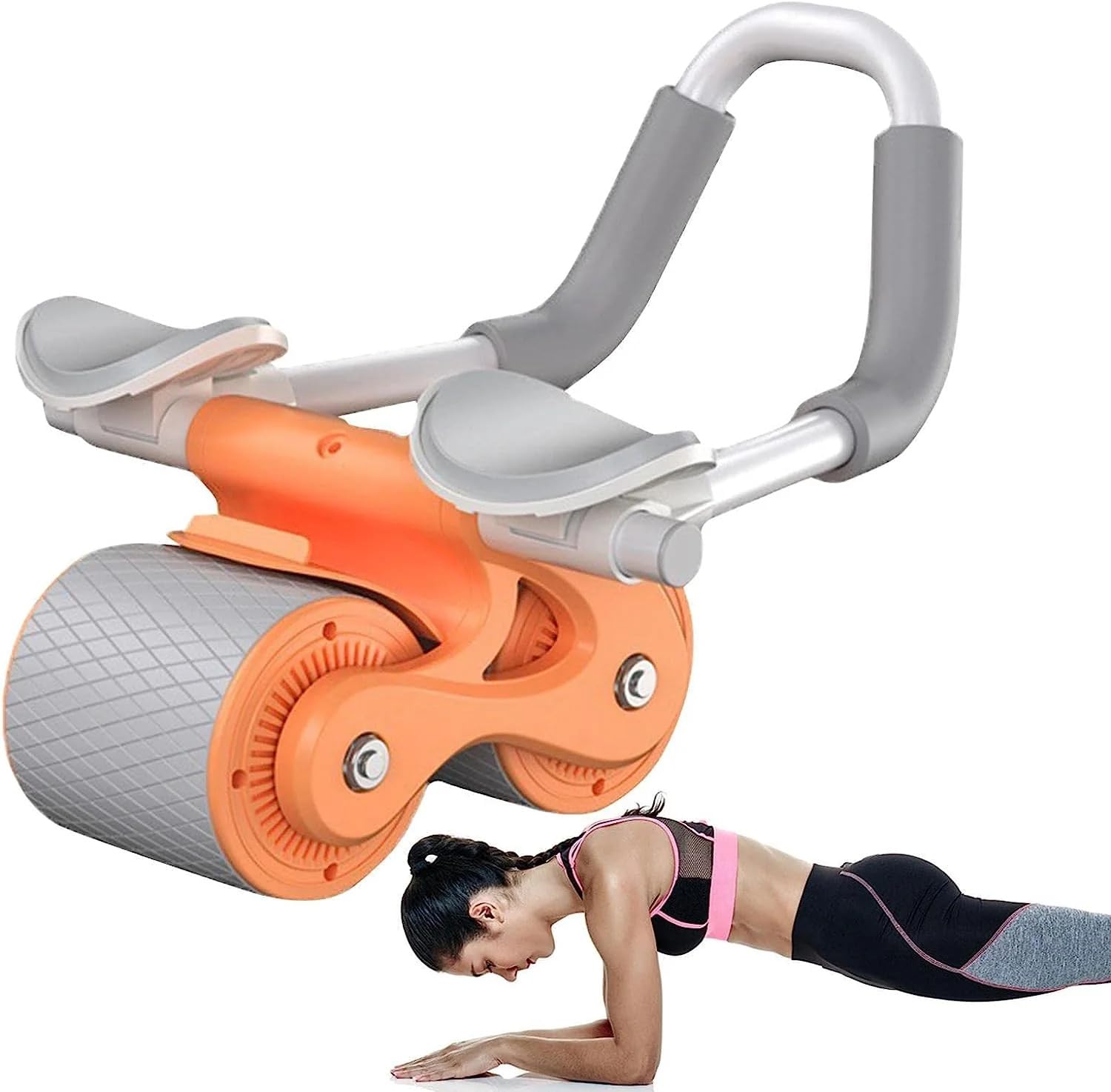 FWQPRA Ab Roller Set with Silent Knee Pad Mat for Exercise Gym,Abdominal Phone Holder Core workout, fitness & Exercise, Home Workout Equipment Men Women Orange 31 x 28 19 CM SF-2016