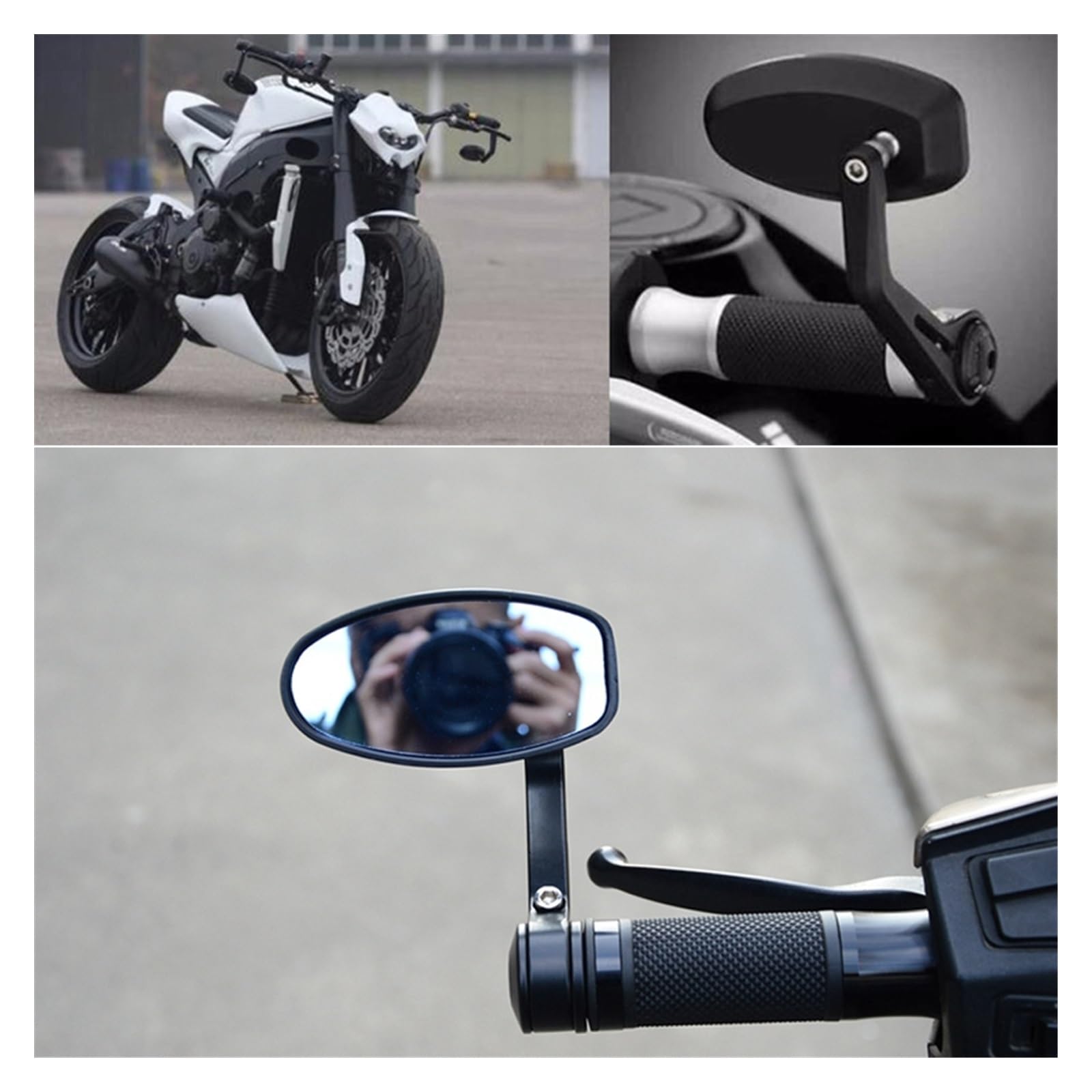 Rétroviseurs Moto 7/8" extrémité Guidon pour Yam&aha pour Duc&ati Cafe Racer pour Victory pour Triumph Daytona Moto Guidon Miroirs Arrière