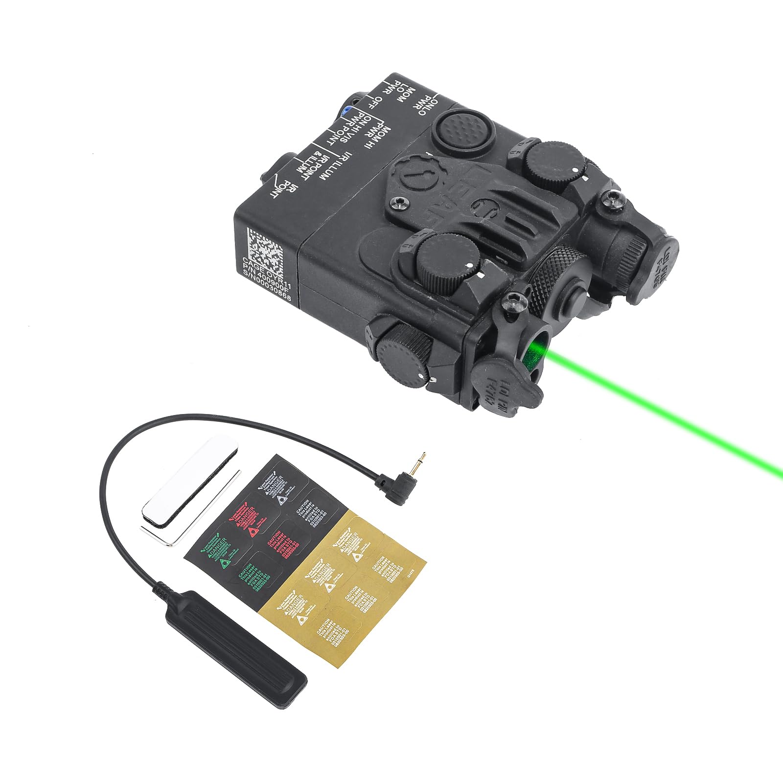 Airsoft Tactical Aiming Green Laser Sight, with 2.5mm Plug Remote Pressure Switch, with QD Quick Release Mount for 20mm Picatinny Rail