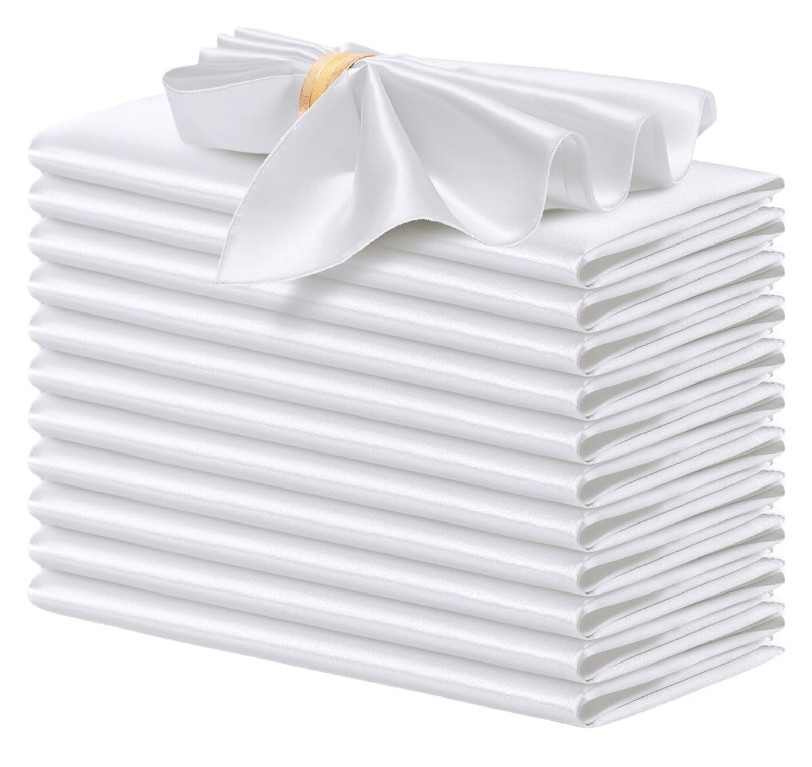 Satin Dinner Napkins 12PCS Satin Napkins 30x30cm Silky, Washable for Wedding Party, Restaurant Dinner Table Decor(12pcs white)