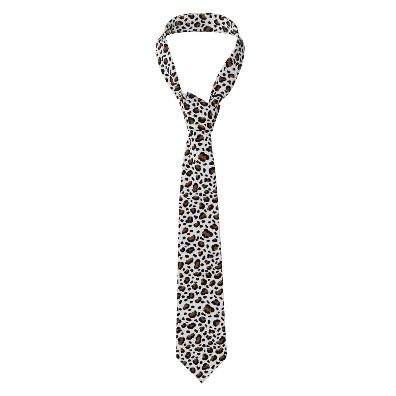 FAQRTIV Men'S Necktie Color Leopard Print Classic Silk Tie Neck Ties Classic Design Satin Print Tie Formal Neckties For Men