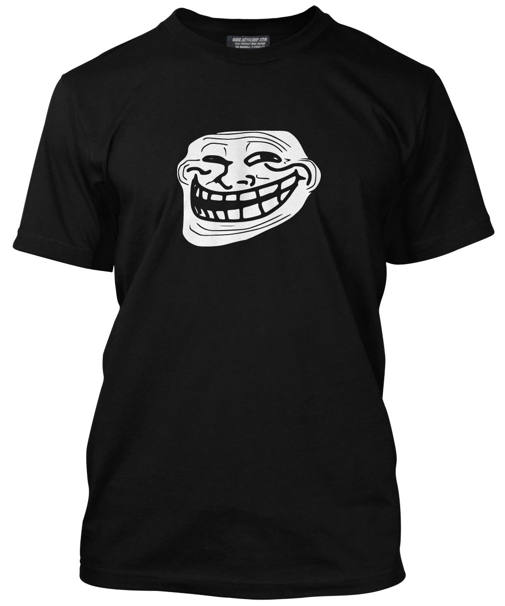 Hotscamp Men's Black Troll Face Internet Meme Unisex T-Shirt - Medium