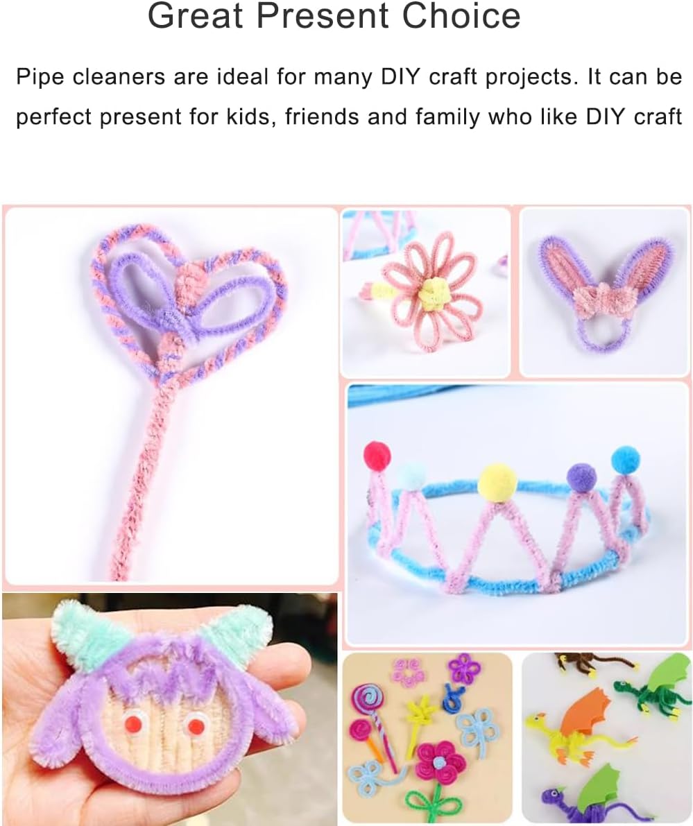 Blue Pipe Cleaners, 100 Pieces Chenille Stems Craft, 12 inch Long Fluffy Pipe Cleaners for Creative DIY Art Craft Projects, Home Decoration Supplies (6 mm x 30 cm, Blue Series-4 Colors)