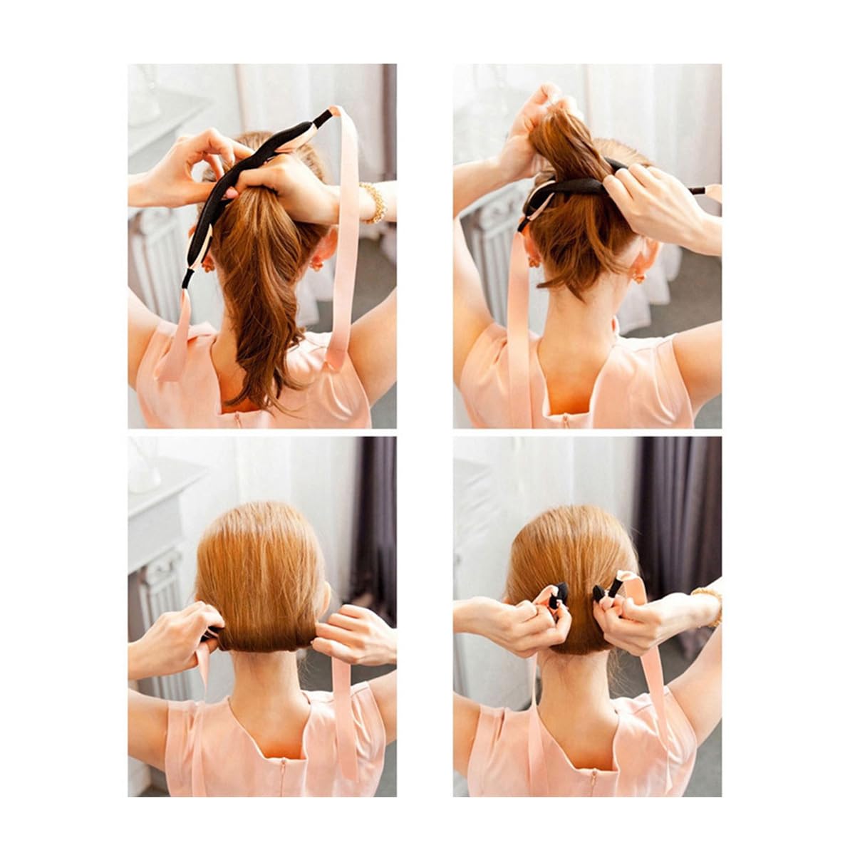 KALLORY 9Pcs Hair Bun Maker Hair Bow French Twist Donut Hair Bun Bow Hair Bun Flexible Donut Quick Hair Styling Accessories for Women Girls(Random Color)